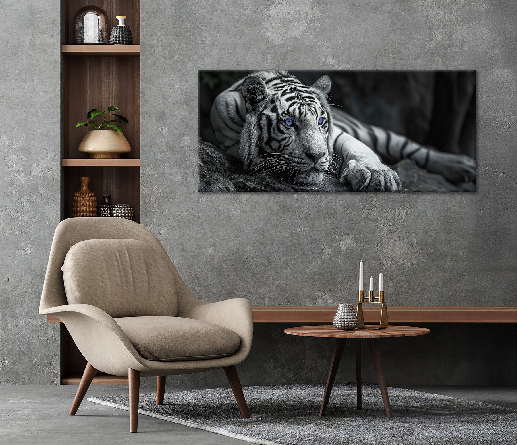 Bönninghoff Leinwandbild Wandbild TIGER XXL 60x140 cm – Leinwandbild Keilrahmen Deko modern, Raubkatzen, Tiere, Tiger, Wildtiere (1 St), auf Keilrahmen gespannt – Bild 5 von 5