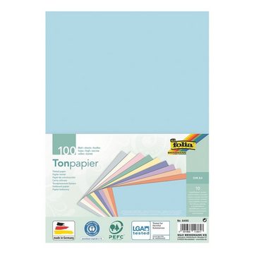 Folia Bastelkartonpapier, Tonpapier pastell, Format DIN A4, 130 g/m², 100 Blatt