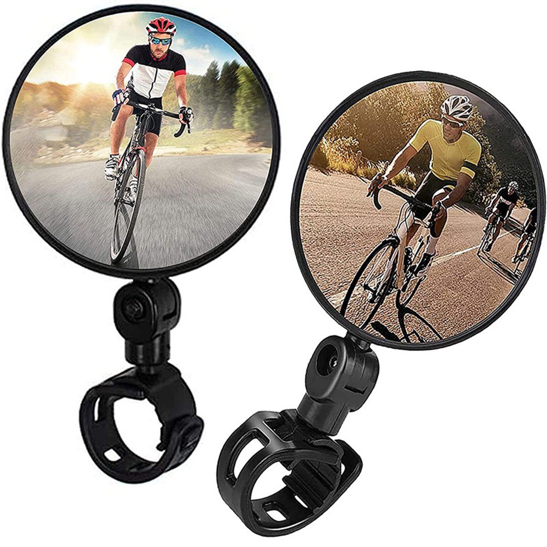 Hikeren Fahrradreflektor 2 Stück Rückspiegel,HD 360° Drehbar Spiegel für  Lenker 21-26mm