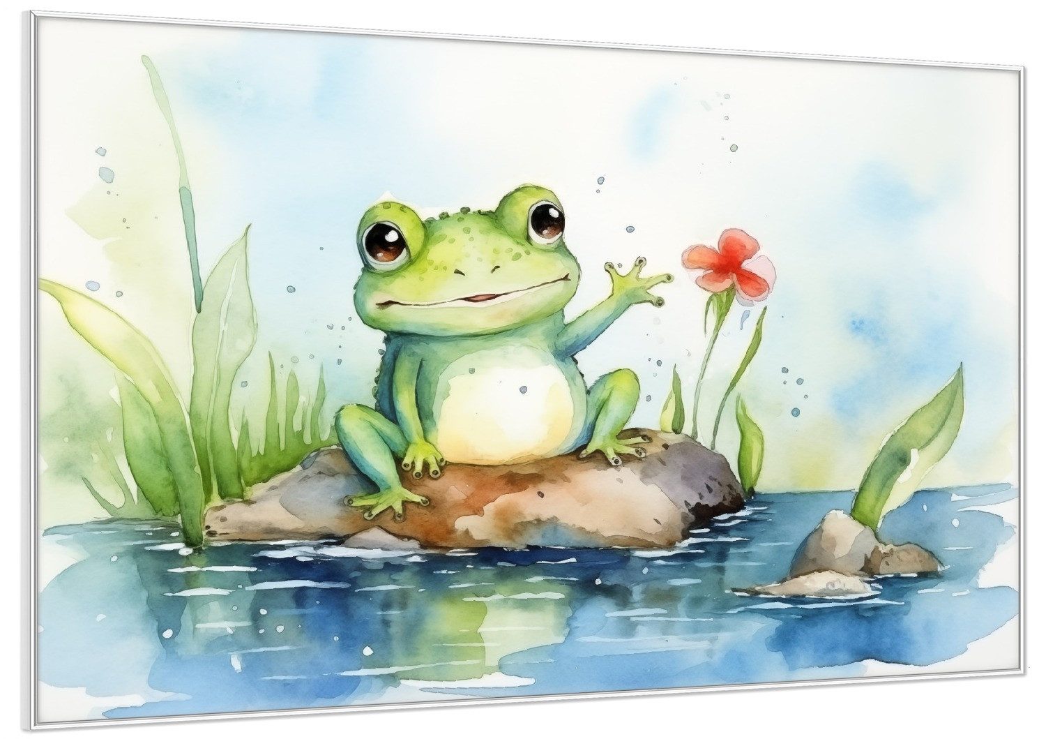 Wallario Poster, Frosch in Aquarell, in günstig online kaufen