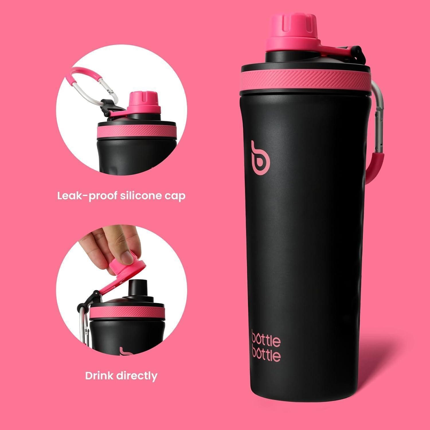 LuxusKollektion Protein Shaker Shaker Edelstahl 26oz Mischkugel Protein BPAfrei Schwarz
