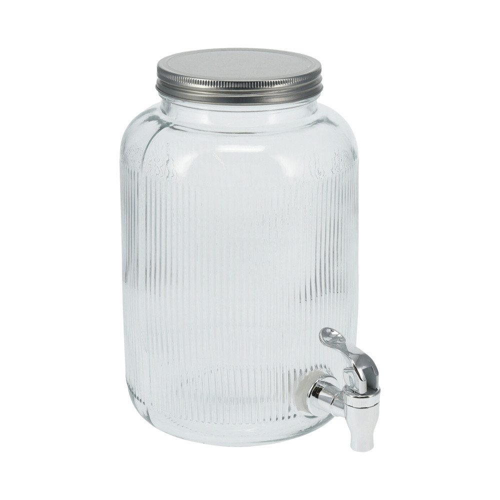 Excellent Houseware Vorratsglas Getränkespender mit Zapfhahn, 4 l, Glas, (einzeln, einzeln)