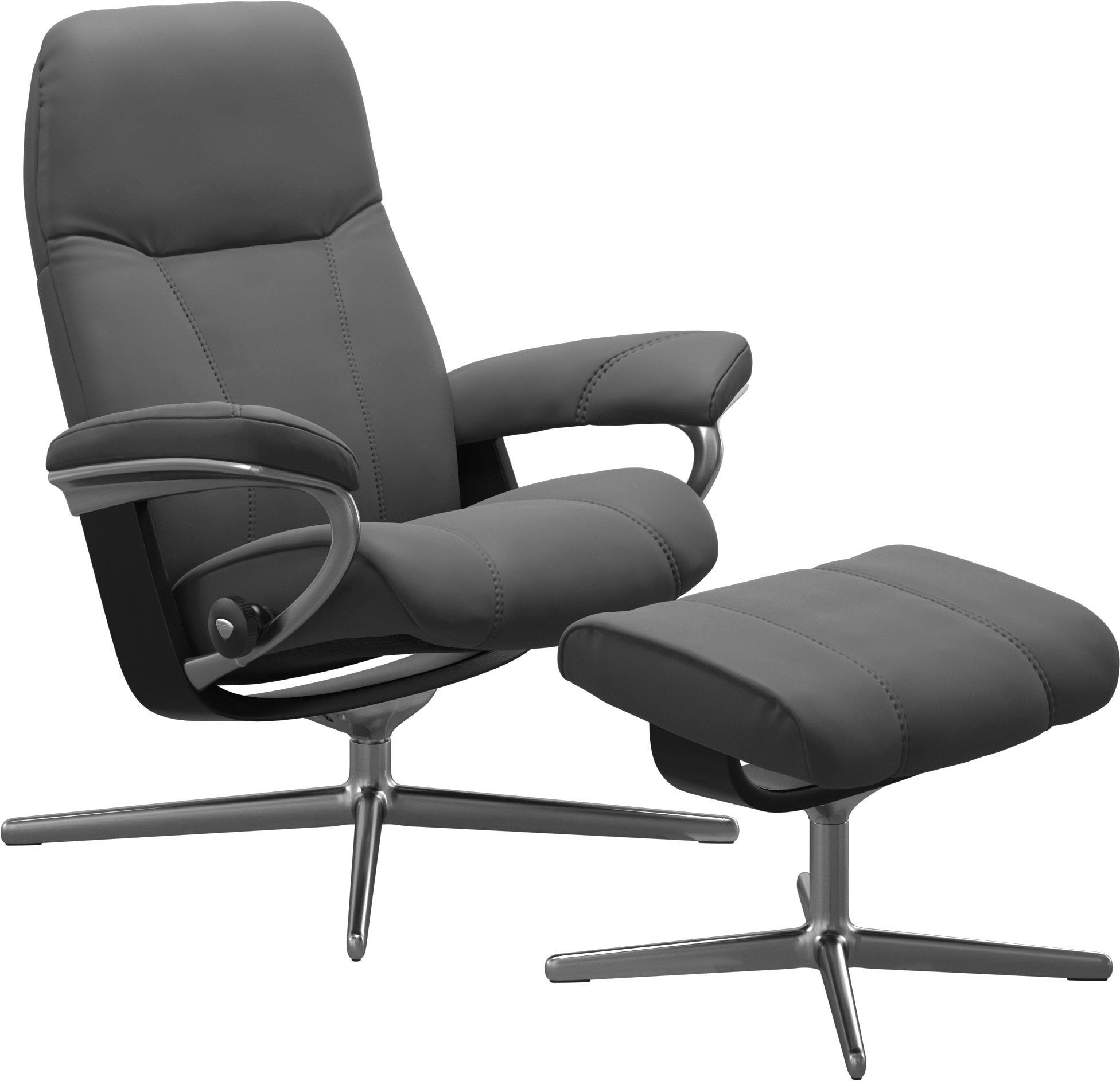 Stressless® Relaxsessel Consul (Set, Relaxsessel mit Hocker), mit Hocker, mit Cross Base, Größe S, M & L, Holzakzent Schwarz