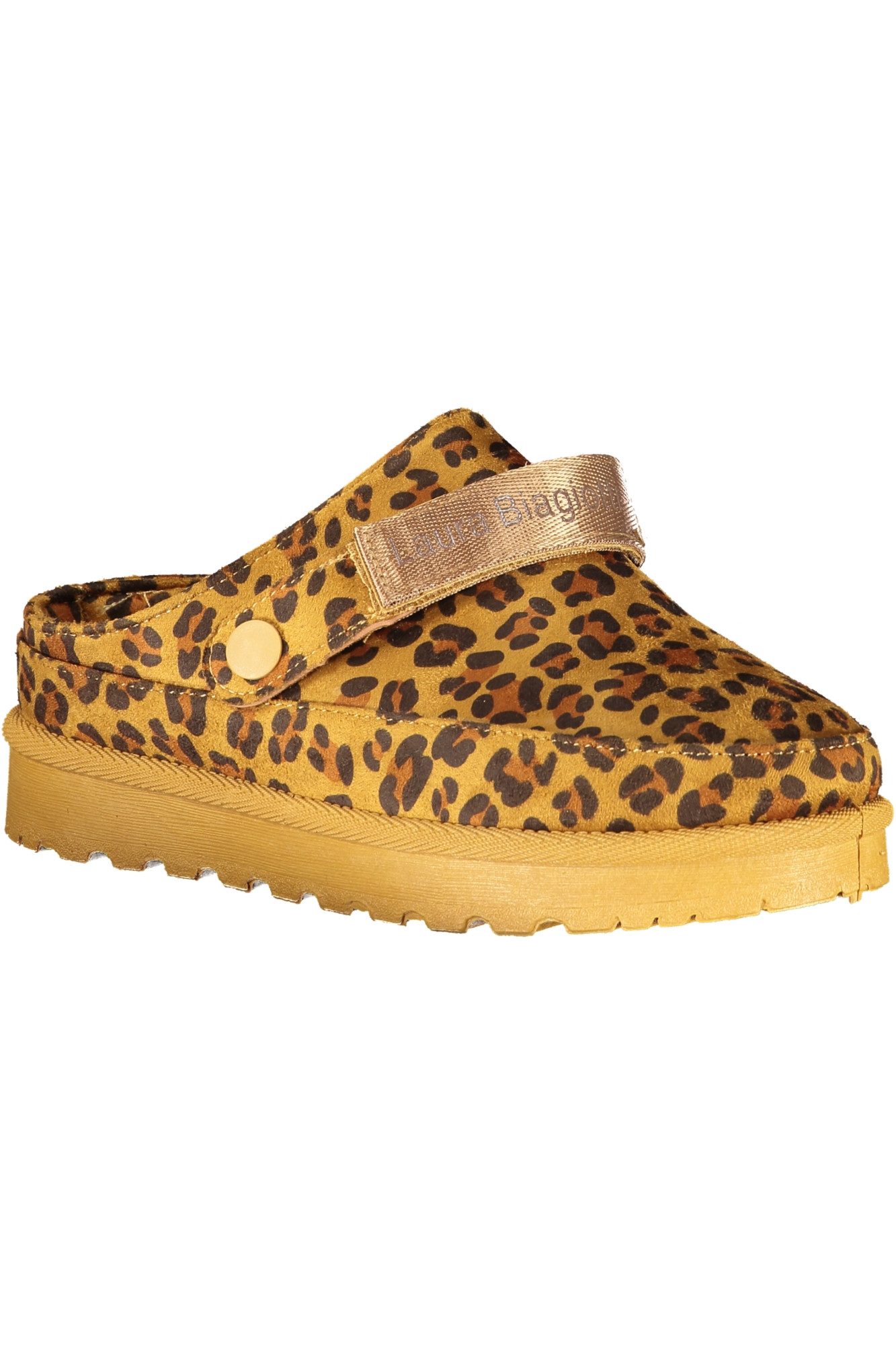 Laura Biagiotti Schlappen Damen Winter Clogs in Braun mit Fell und