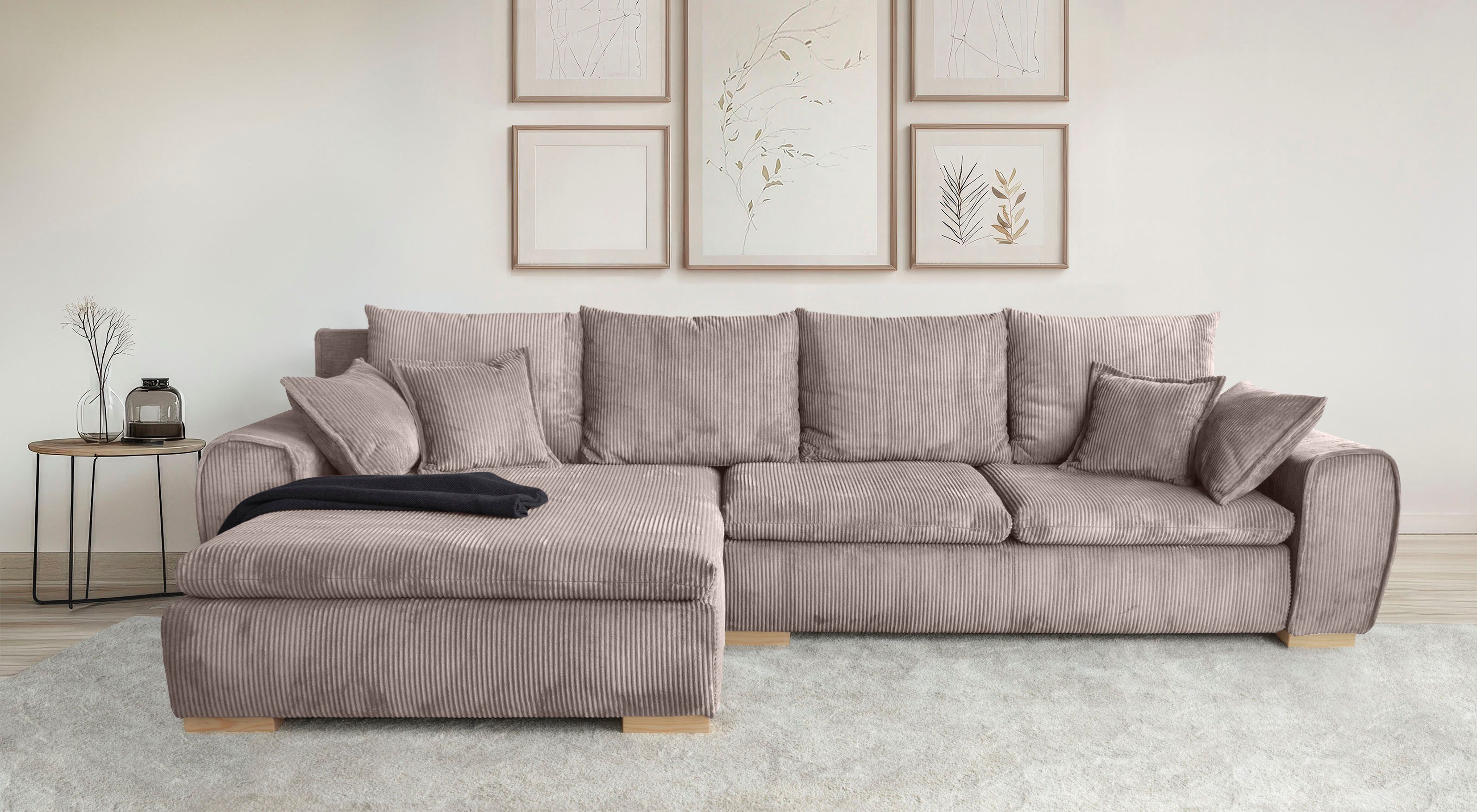 Home affaire Ecksofa Katja L-Form, B: 325 cm - OTTO. Verlässliche Qualität., mit Bettfunktion, Bettkasten & 4 Zierkissen