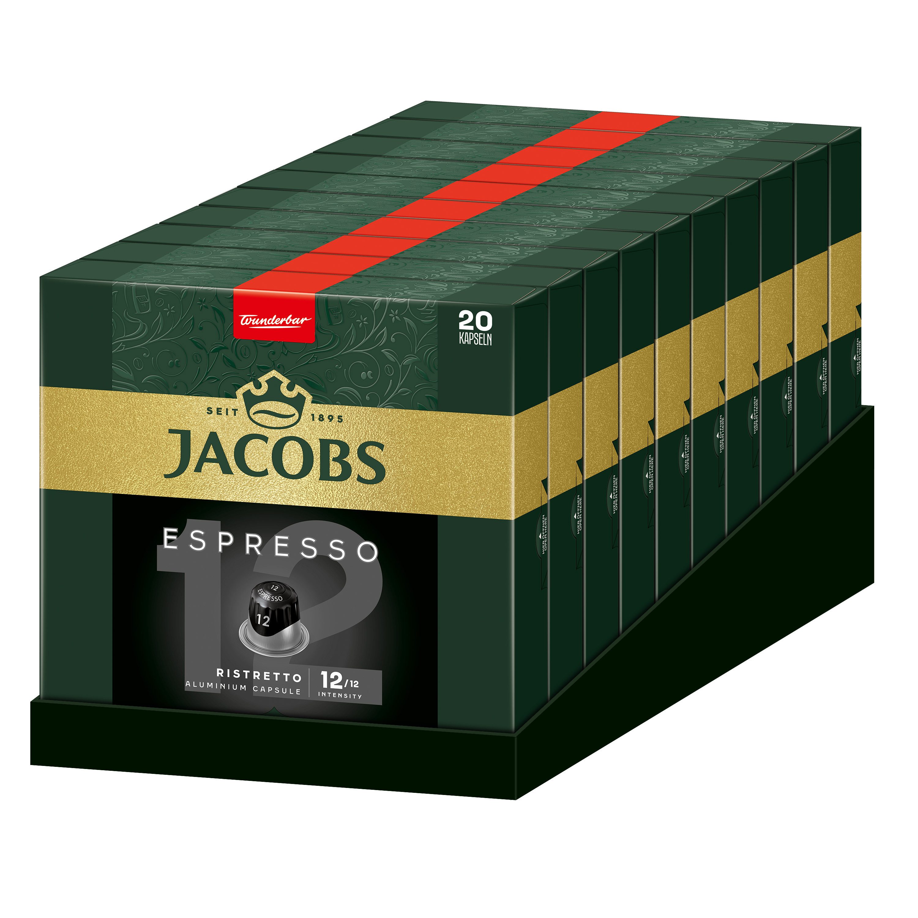 JACOBS Kaffee Kapseln Espresso 12 Ristretto 10x 20 Nespresso®* kompatibel, (Packung, 10er Pack)
