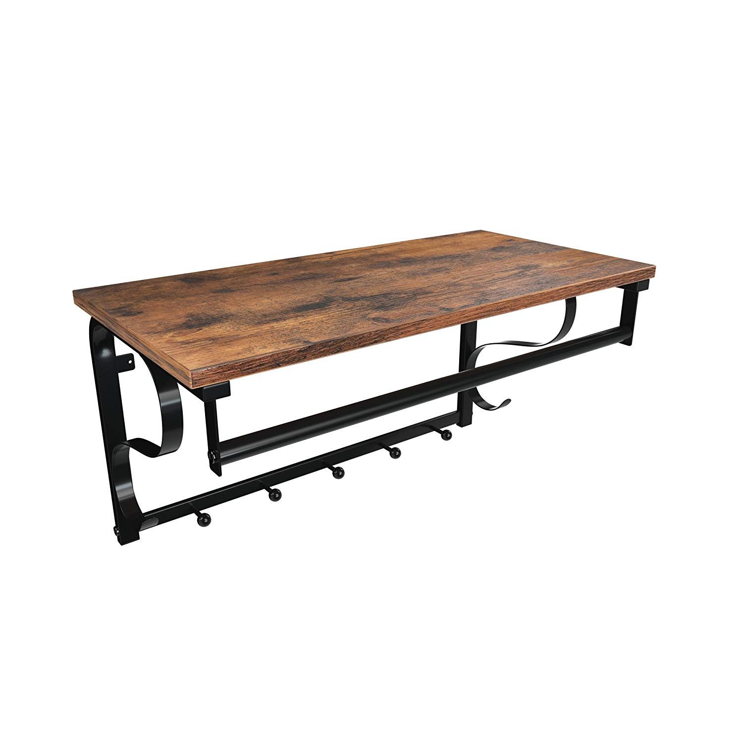 VASAGLE Wandgarderobe, Wandregal mit 5 Haken, günstig online kaufen