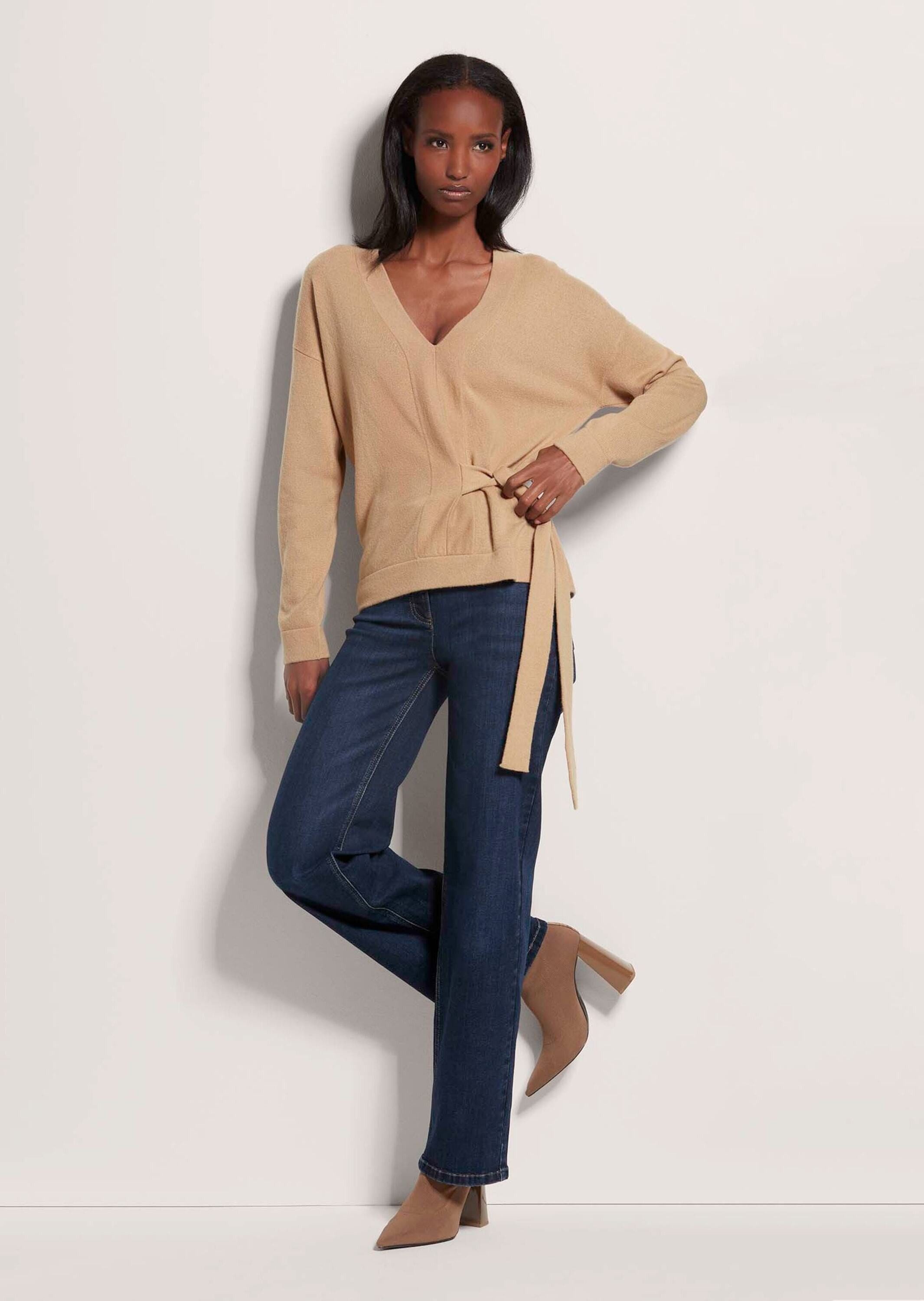 MADELEINE Strickpullover V-Pullover mit Bindeband günstig online kaufen