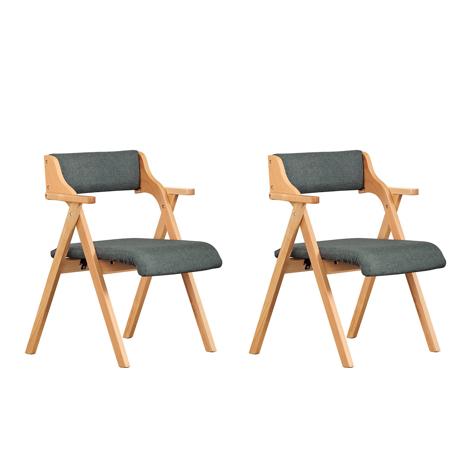 SoBuy Klappstuhl FST98, Holzstuhl Küchenstuhl Esszimmerstuhl klappbar, 4-Fuß-Stühle (2 St), Polsterstuhl mit Rücken- & Armlehne, Bürostuhl, Ergonomisches Design