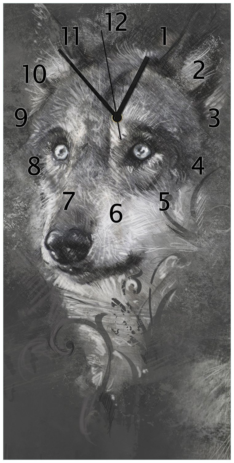 Wallario Wanduhr Zeichnung Wolf I (Uhr aus Acryl) von einem