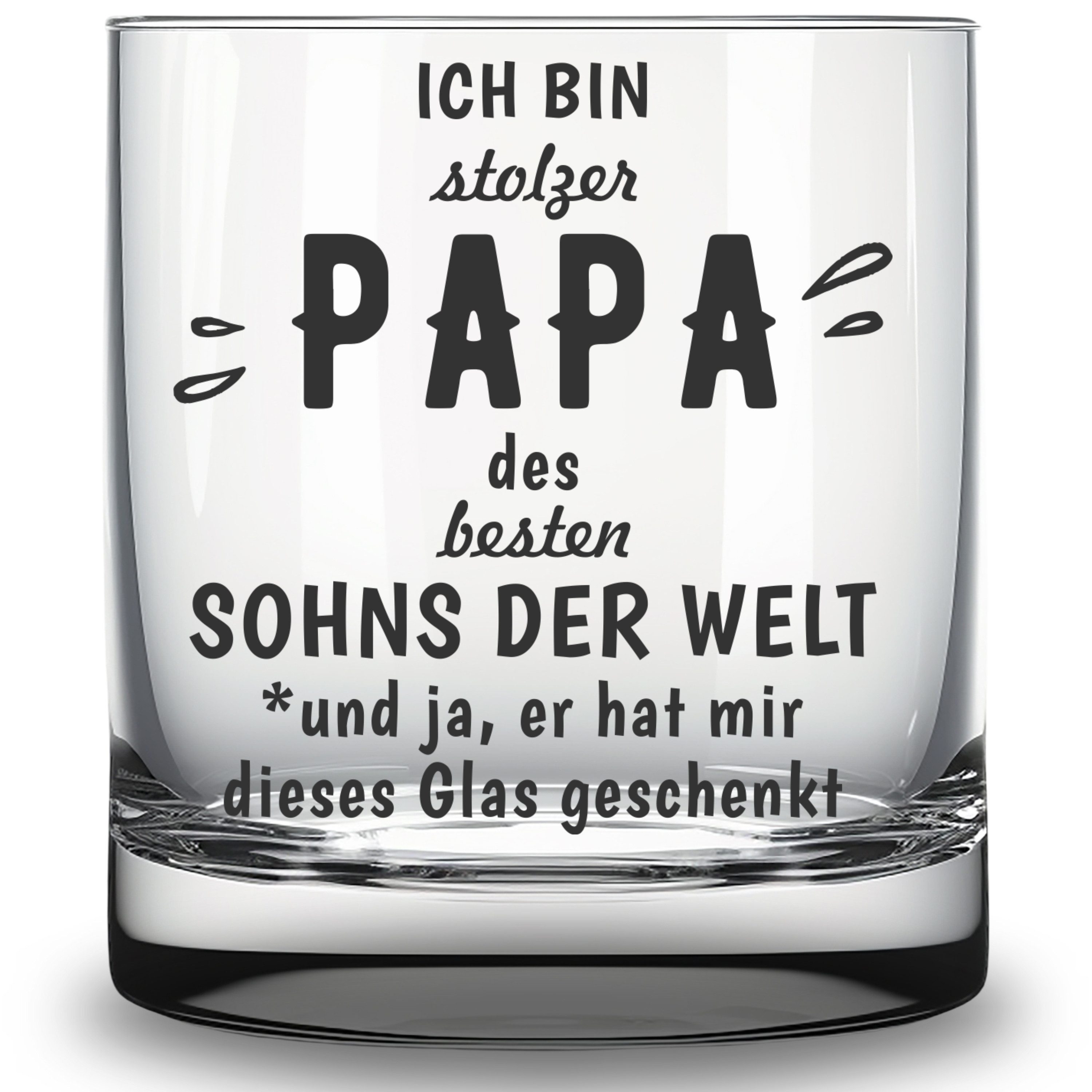 Lasernauten Whiskyglas Glas mit Gravur stolzer Papa des besten Sohns für den Vater Daddy, mit Gravur