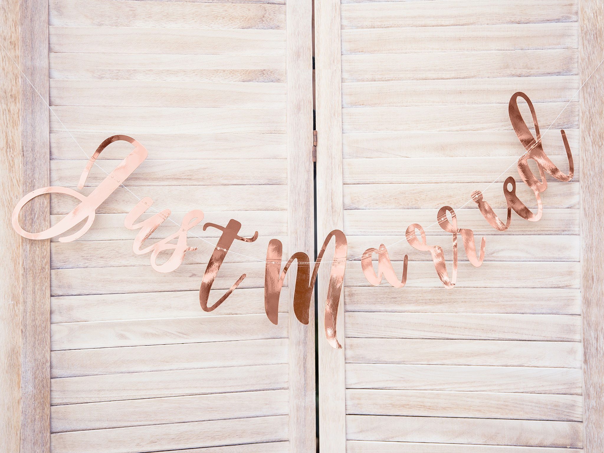 partydeco Girlande, Girlande Just Married 77x20cm Papier Hochzeit Rosegold