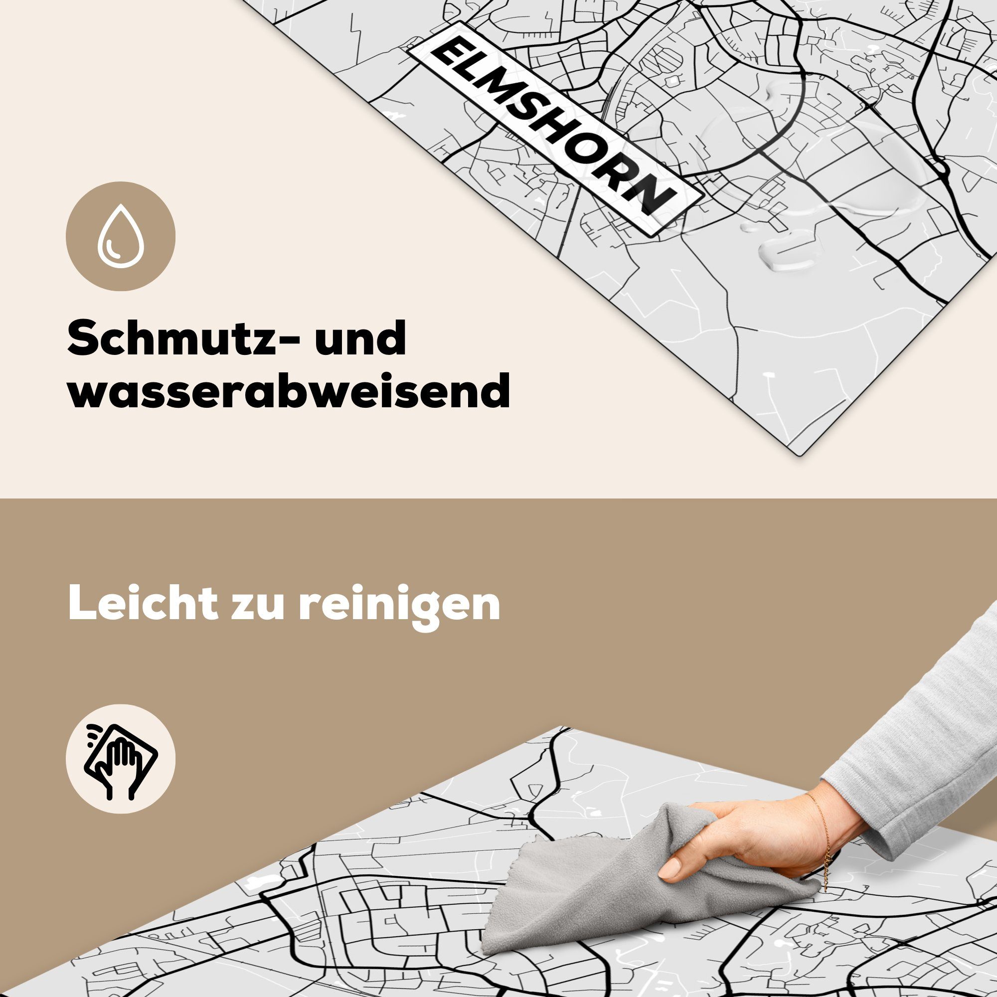 Elmshorn, tlg), MuchoWow - Vinyl, 78x78 - für Karte (1 Stadtplan Herdblende-/Abdeckplatte Deutschland küche cm, - Arbeitsplatte Ceranfeldabdeckung,