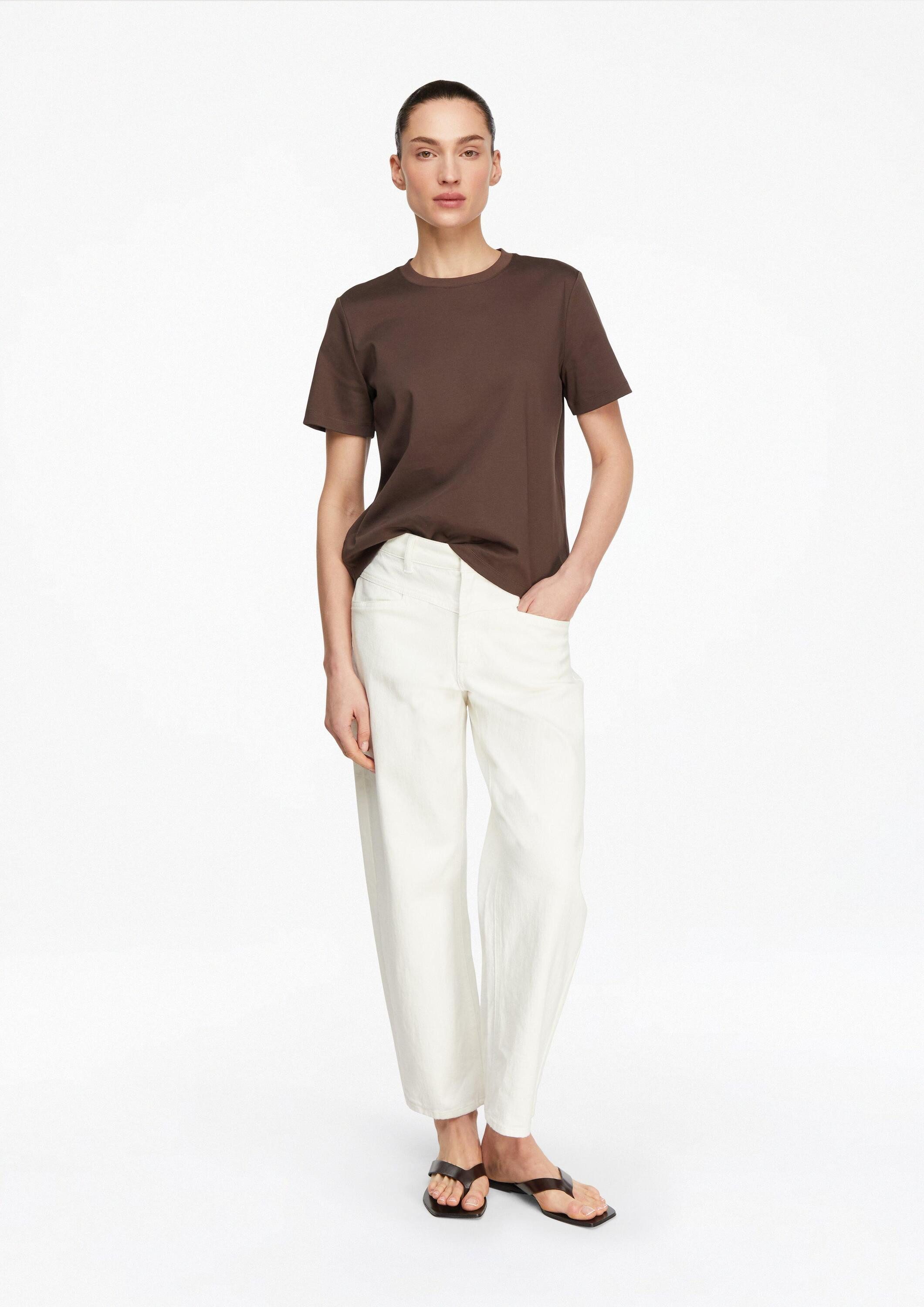 comma Weite Jeans Jeans-Hose Weiße Barrel-Leg-Denim im Relaxed Fit