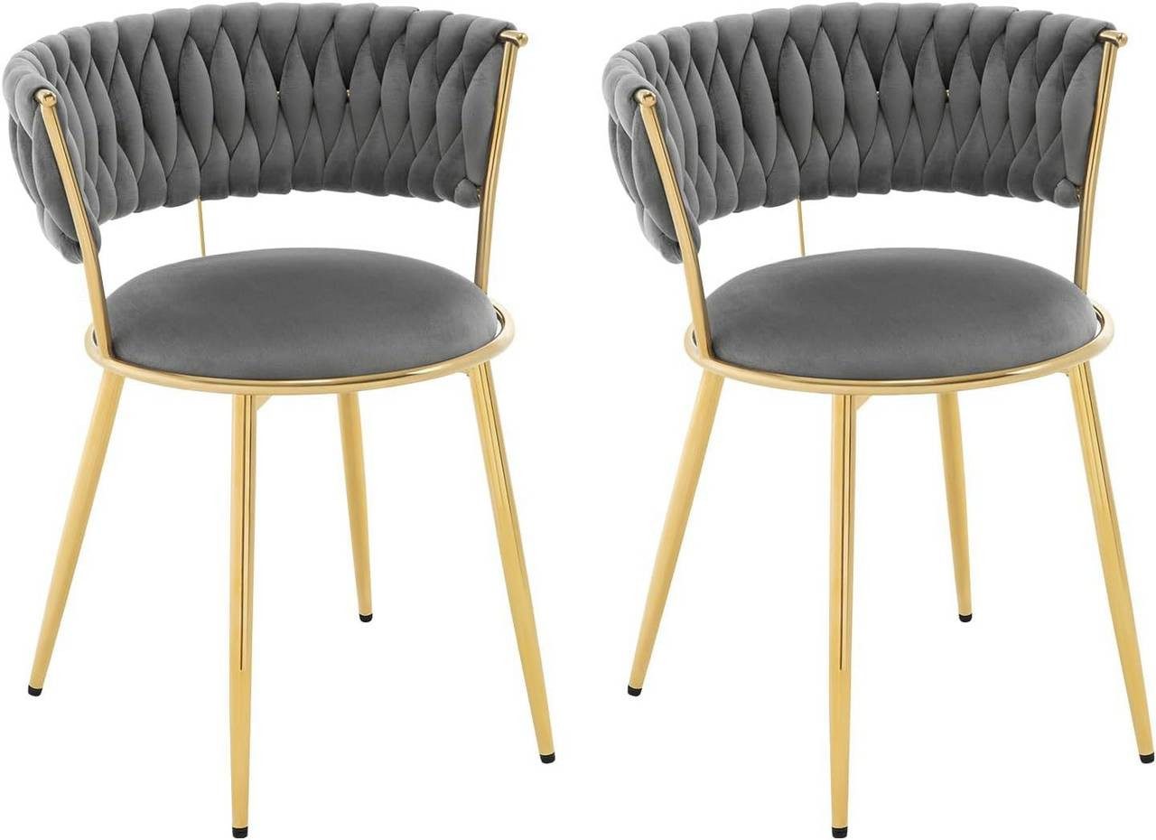 Woltu Esszimmerstuhl (2 St), mit gewebter Rückenlehne, Design Stuhl Metallb günstig online kaufen