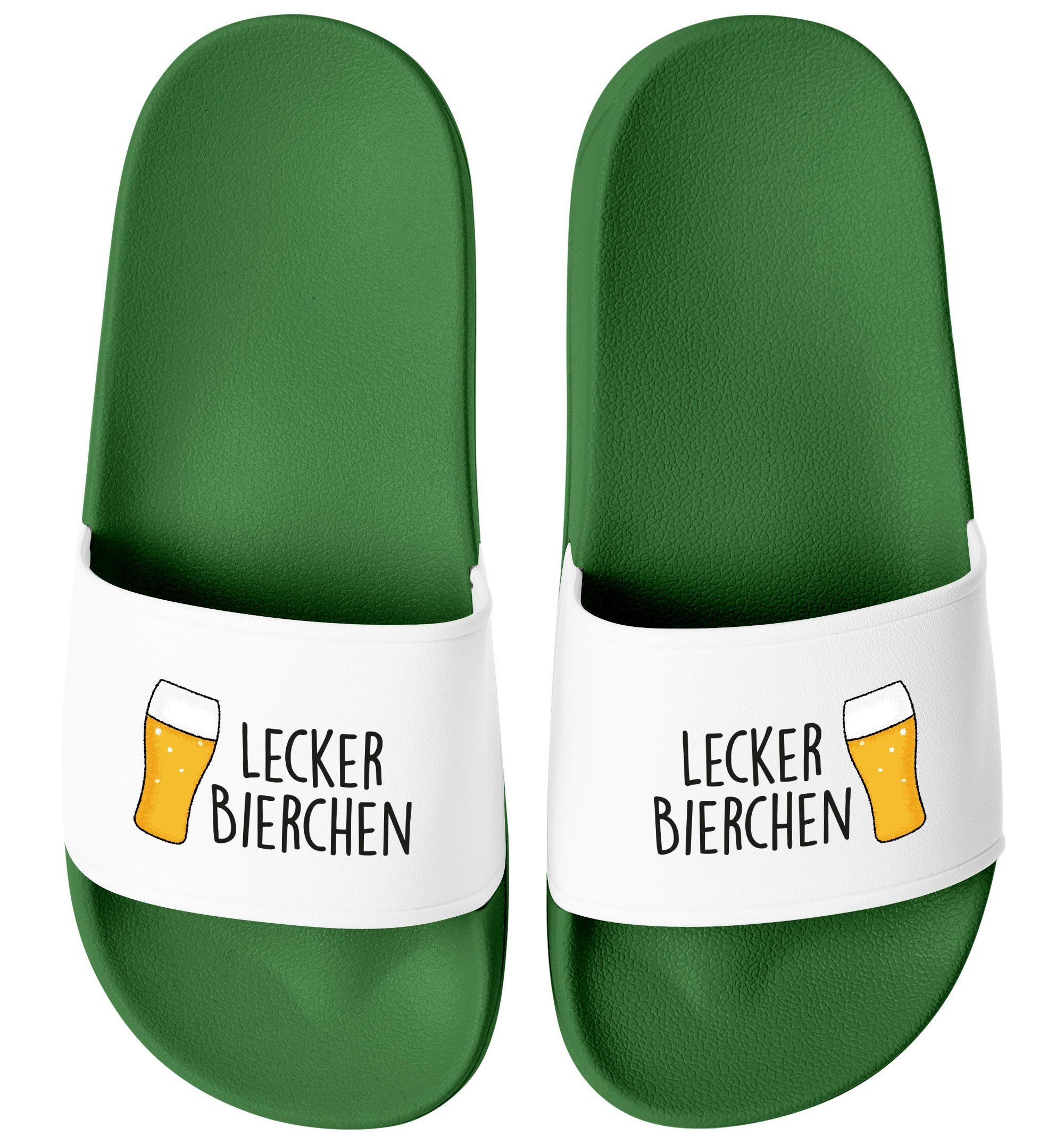 MoonWorks Badeschlappen Lustig Spruch Lecker Bierchen Badelatschen Herren Damen Badesandale