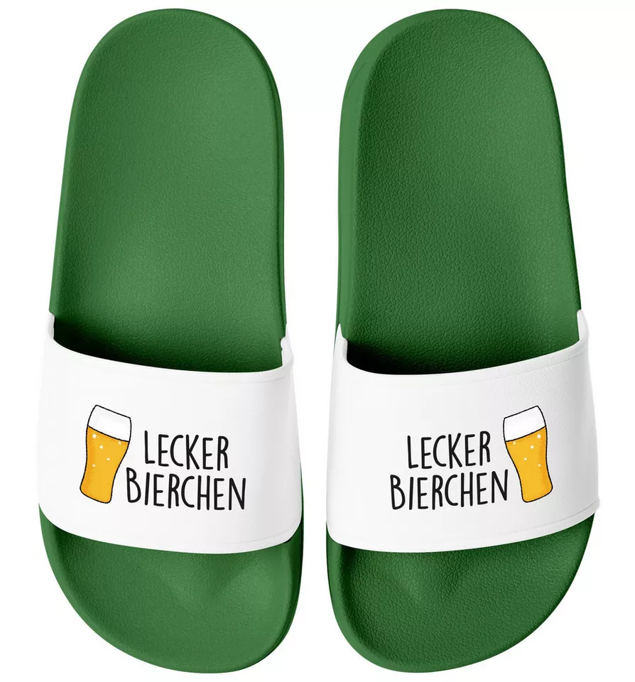 MoonWorks Badeschlappen Lustig Spruch Lecker Bierchen Badelatschen Herren Damen Badesandale