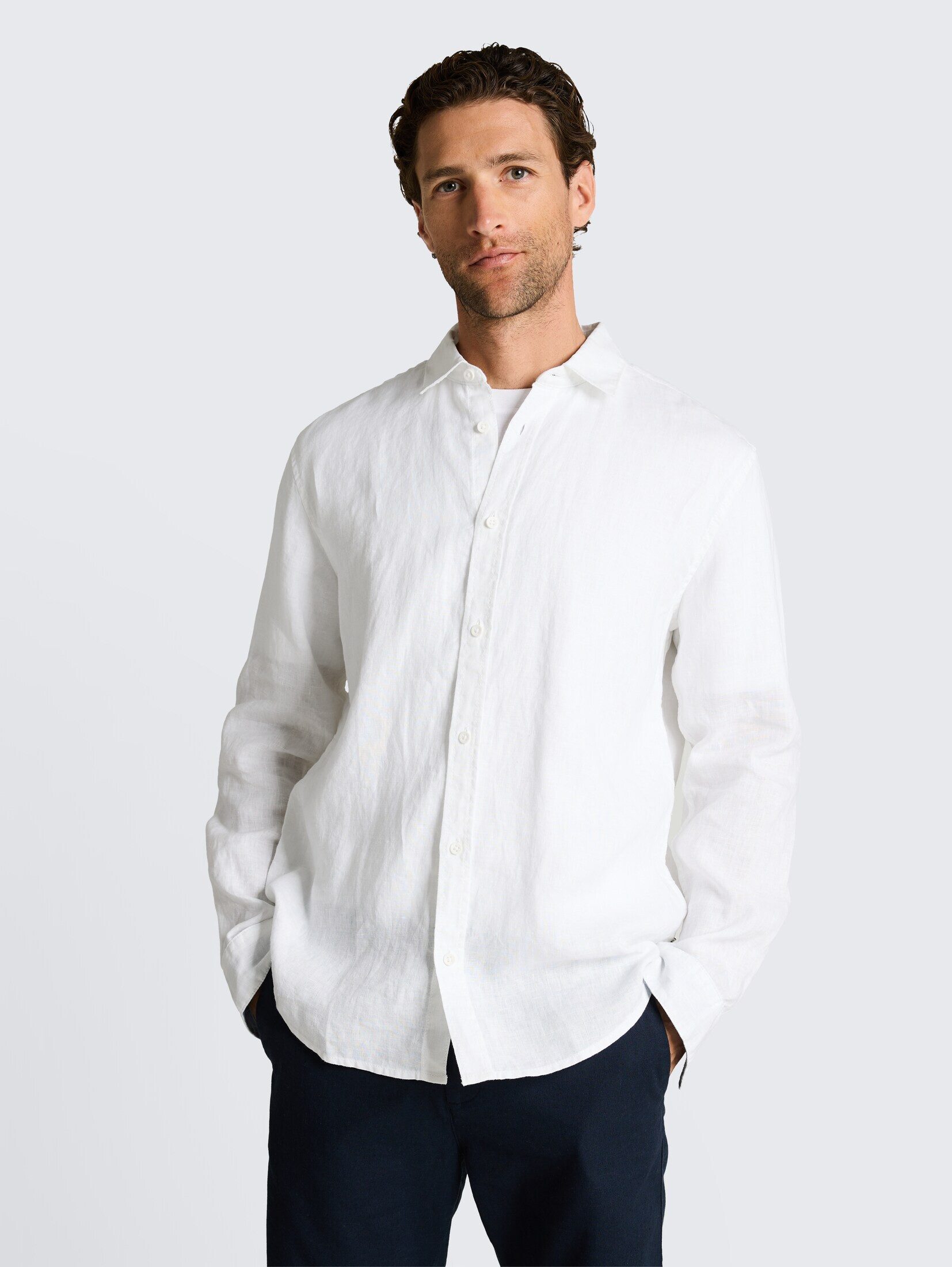 TOM TAILOR Langarmhemd Blusen & Shirts Regular Fit Hemd aus Leinen