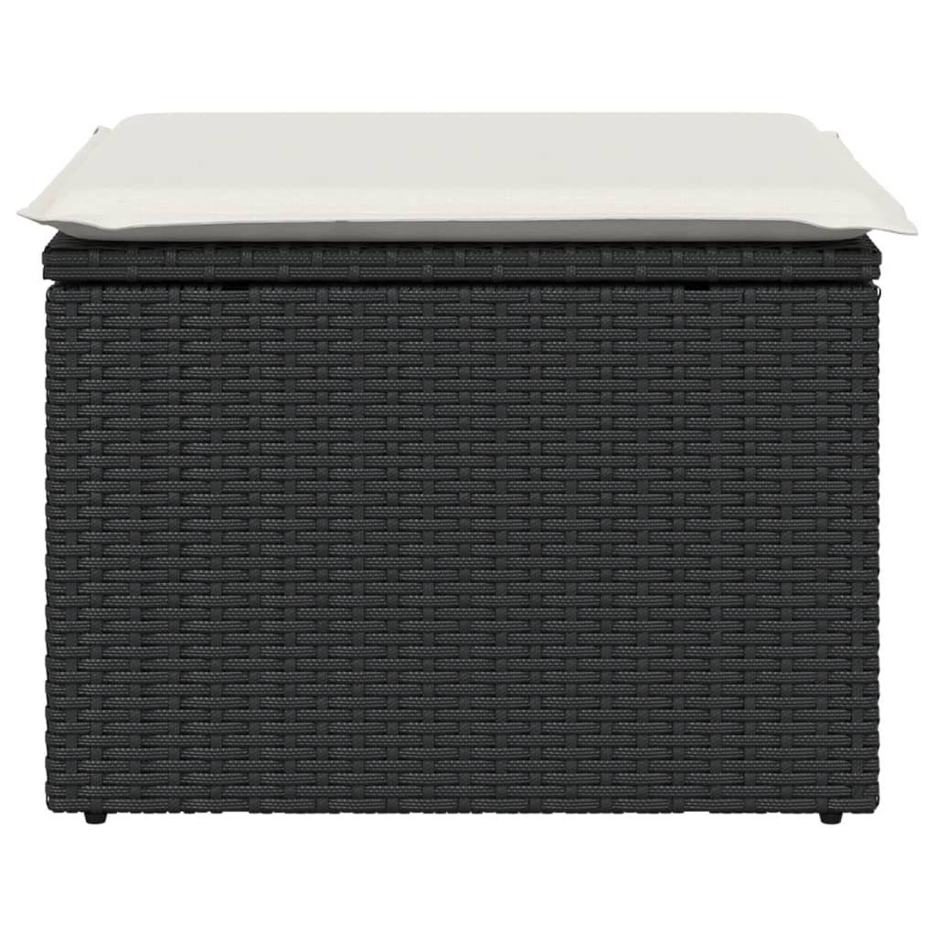 vidaXL Hocker Gartenhocker mit Kissen Schwarz 55x55x37 cm Poly Rattan (1 St) – Bild 4 von 5