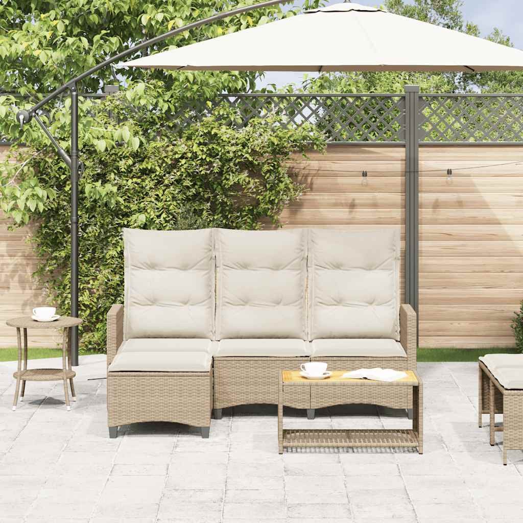 vidaXL Loungesofa Gartensofa mit Liegefunktion Kissen L-Form Beige Poly Rat günstig online kaufen