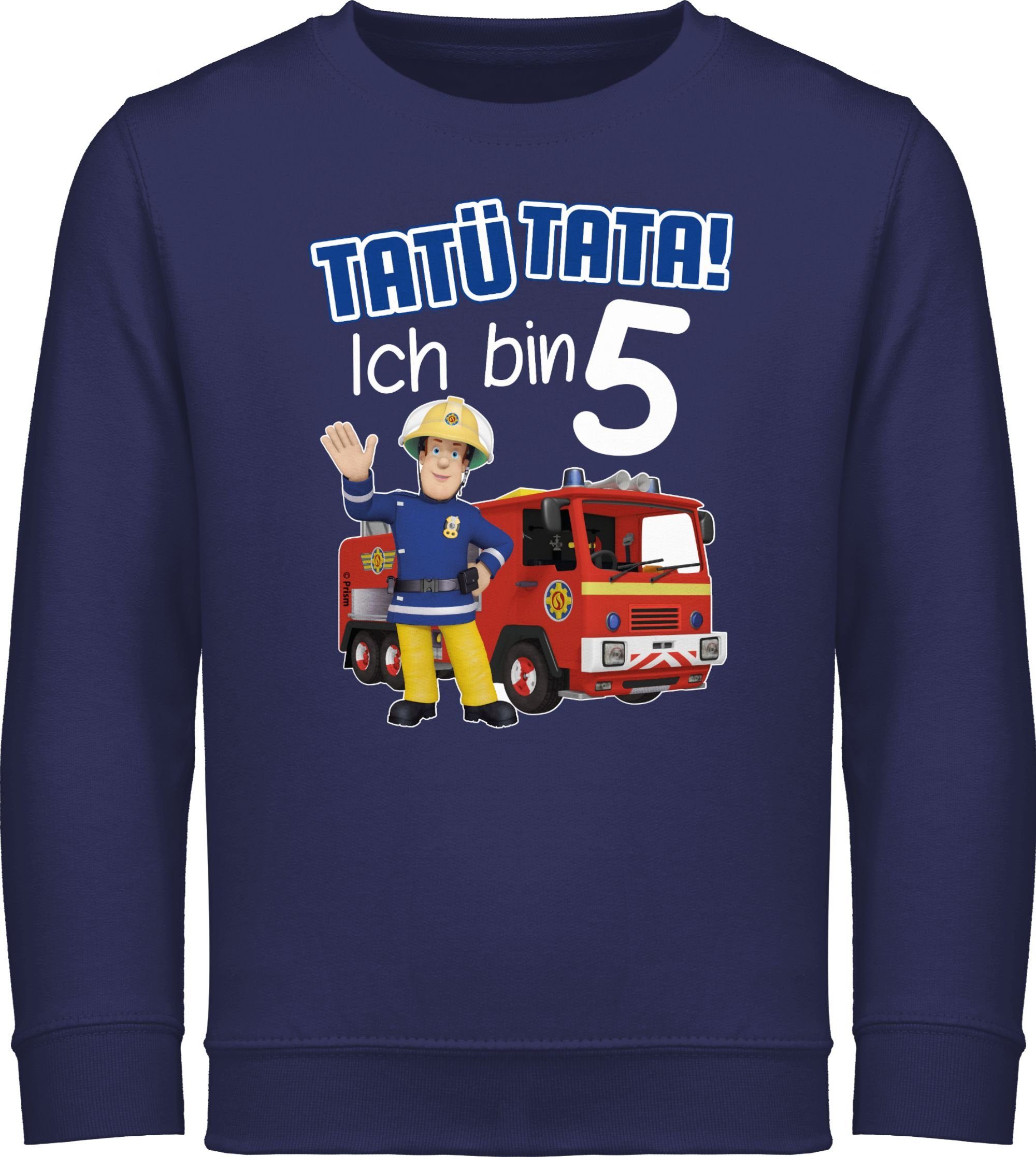 Feuerwehrmann 2 blau Shirtracer bin 5 Sam Navy Tatü - Sweatshirt Mädchen Ich Blau Tata!
