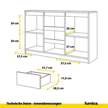 Furnica Kommode MIKEL, 3 Schubladen und 2 Türen - Votan Eiche H75cm B120cm T35cm (1 St)