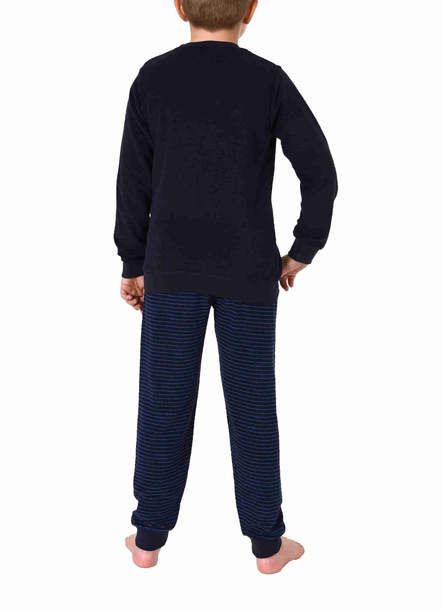 Normann Pyjama Kuscheliger Jungen langarm Frottee Schlafanzug mit Bündchen – Bild 3 von 4