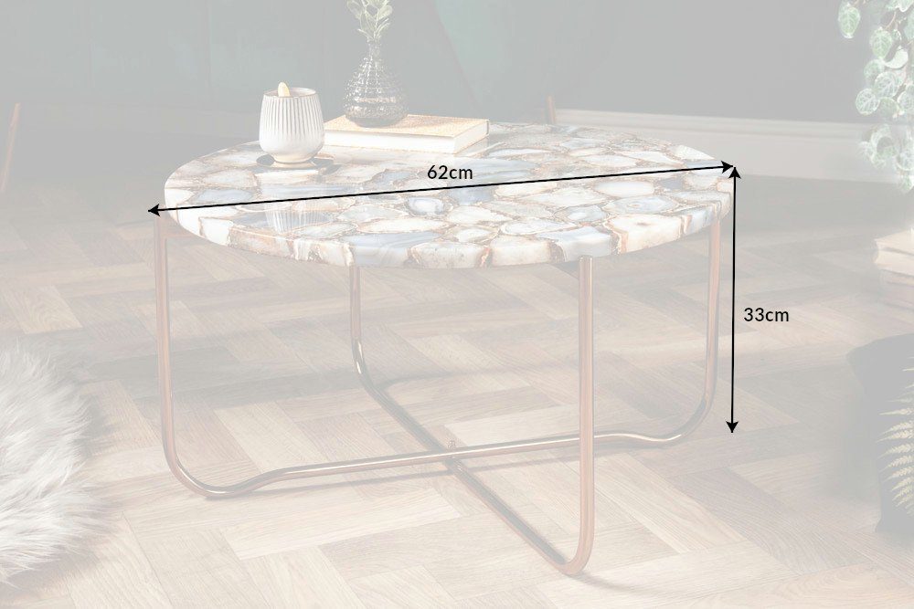riess-ambiente Couchtisch NOBLE Ø65cm bunt / gold - Edelstein, Achat, handmade, rund, klappbar (Einzelartikel, 1-St), individueller Beistelltisch - ideal für gl – Bild 3 von 5