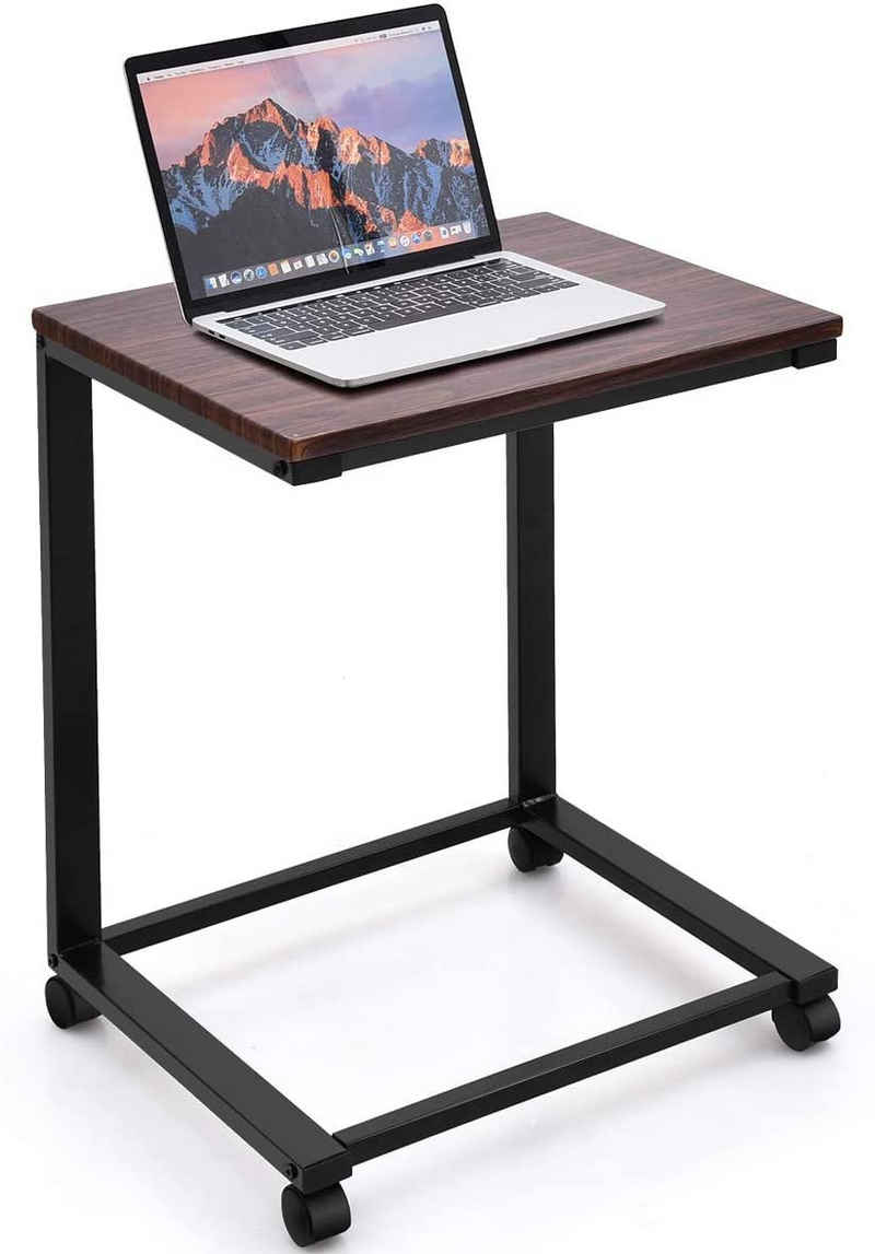 COSTWAY Laptoptisch »Beistelltisch Sofatisch Ablagetisch«, mit Rollen, Metall + Holz, 50x40x64,5 cm