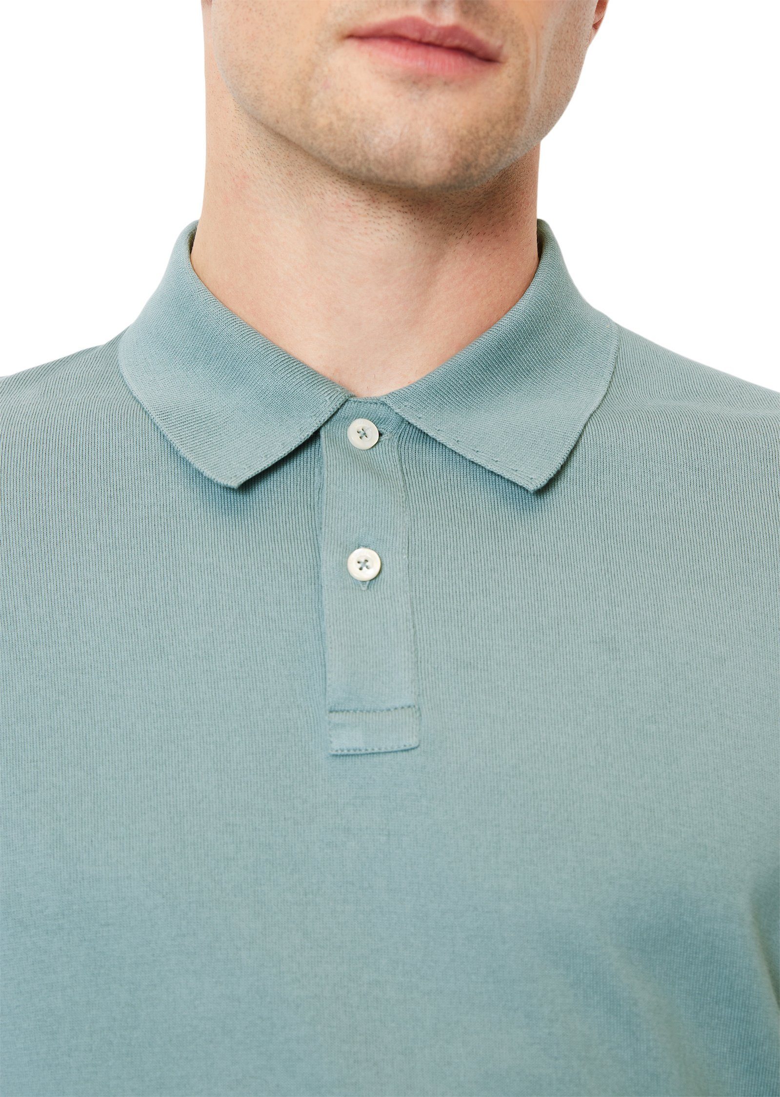 Marc soft Jersey blau O'Polo aus Heavy Langarm-Poloshirt gestricktem