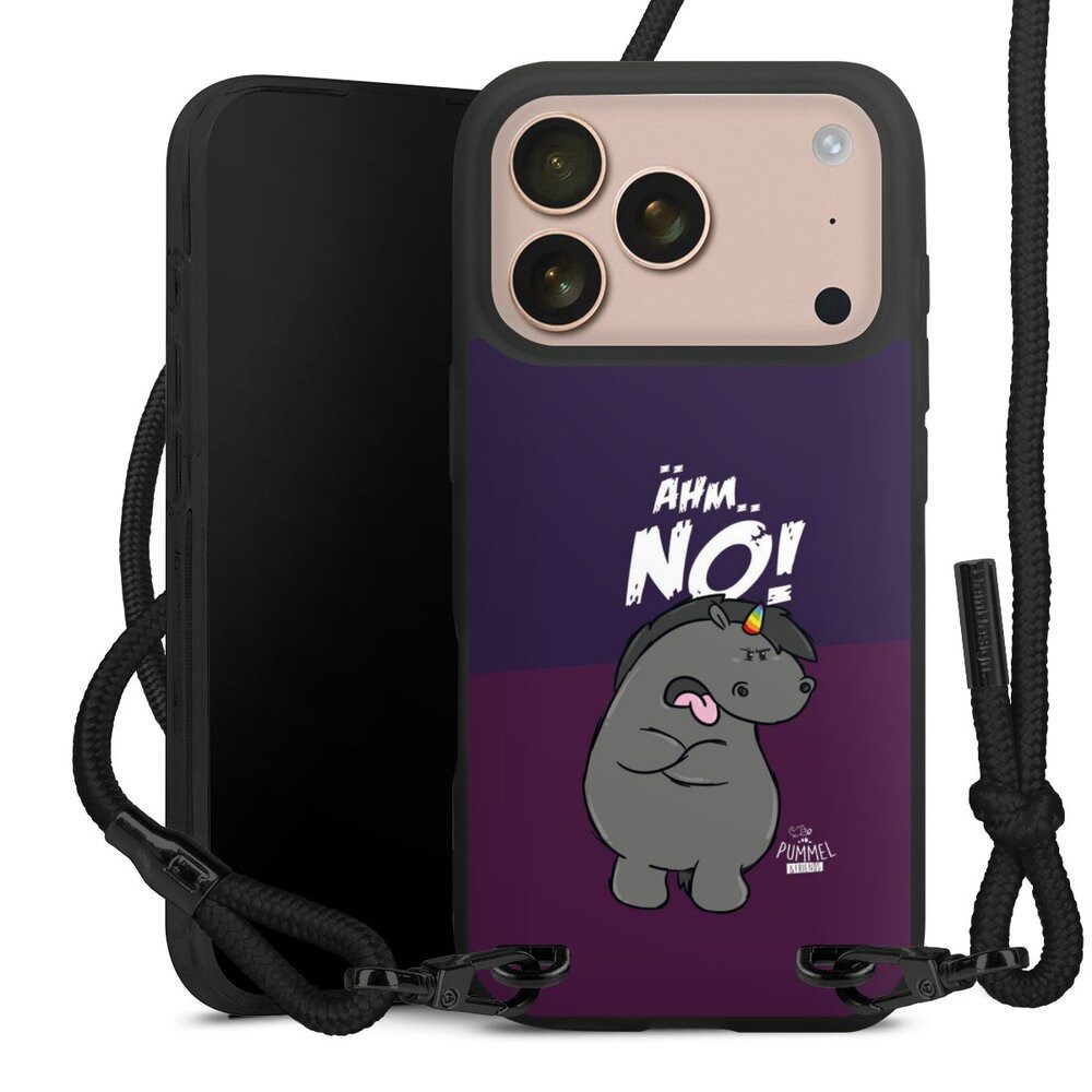 DeinDesign Handyhülle Einhorn Pummel & Friends Pummeleinhorn Ähm Nö Grummel, Apple iPhone 17 Pro Premium Handykette Hülle mit Band Cover mit Kette