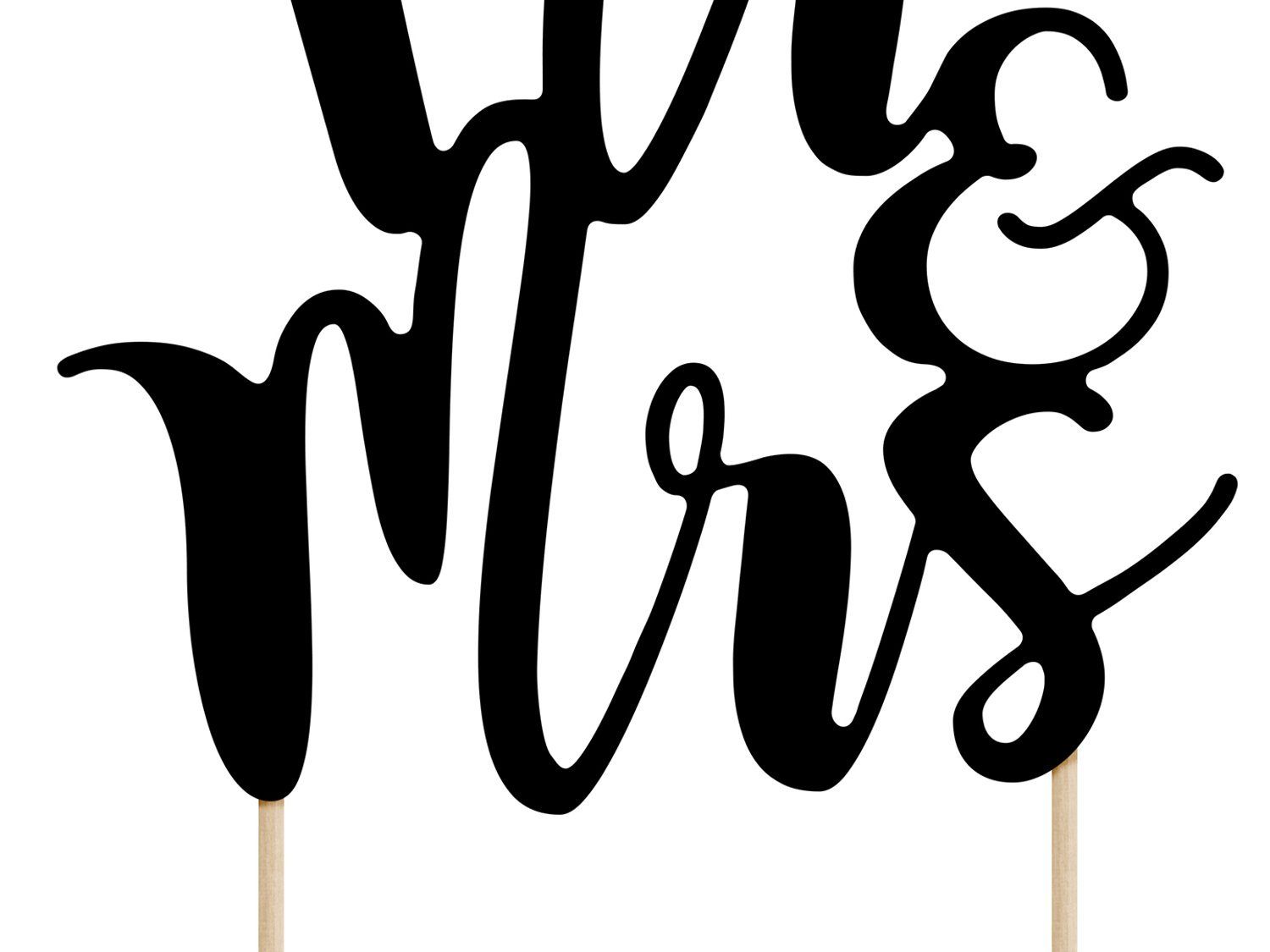partydeco Tortenstecker, Cake Topper Mr & Mrs / Hochzeit 25.5cm, schwarz