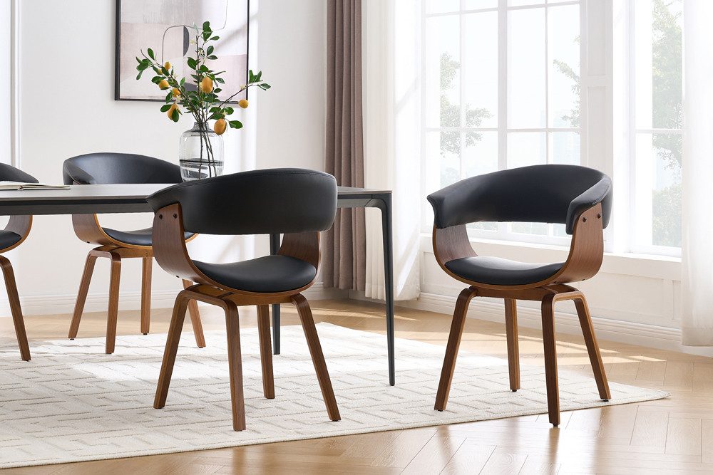 riess-ambiente Armlehnstuhl ORGANIC schwarz - Walnuss, Kunstleder, furniert günstig online kaufen