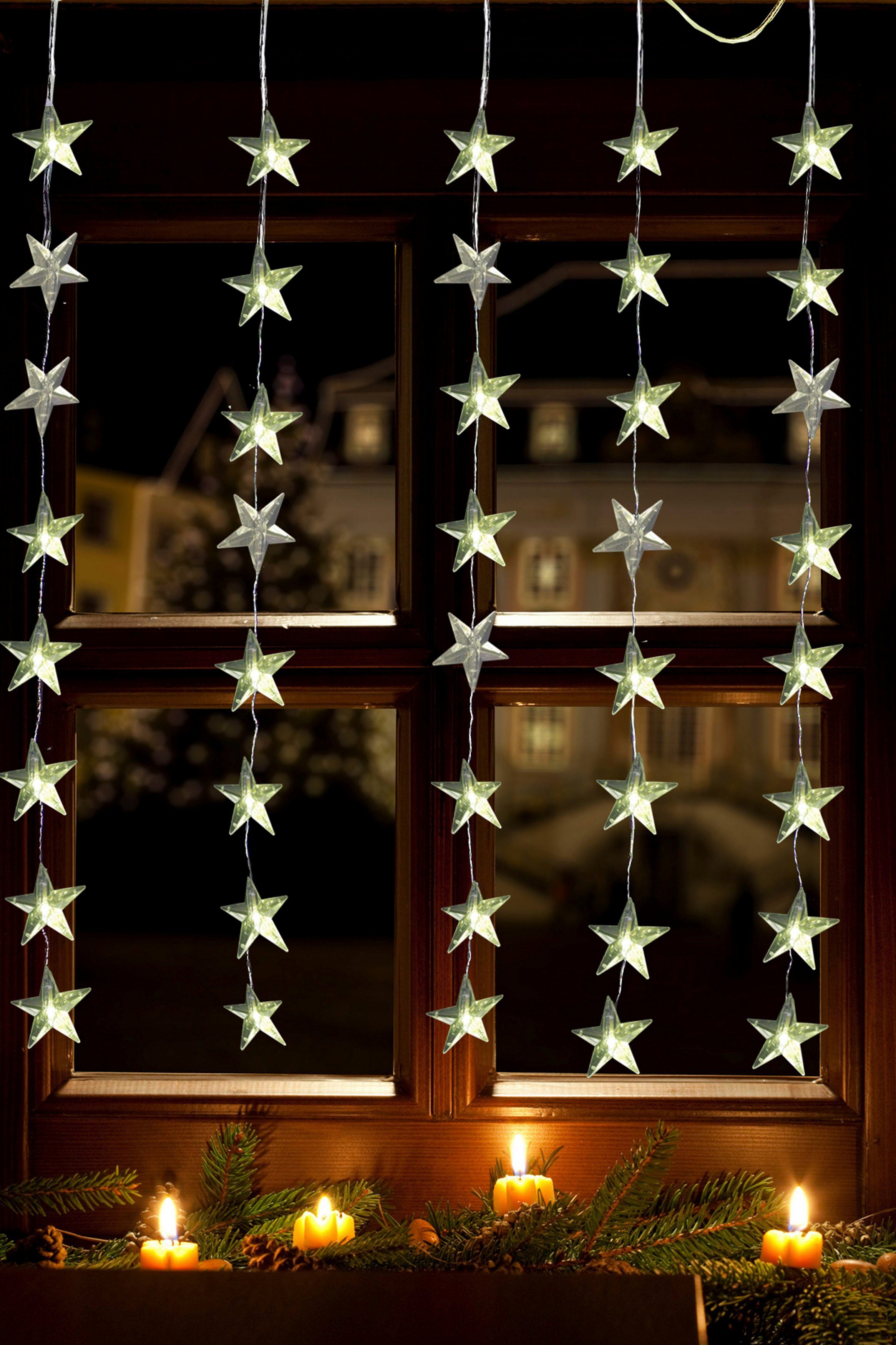 Star-Max LED-Fenster-Vorhang LED-Lichtervorhang Weihnachtsdeko,