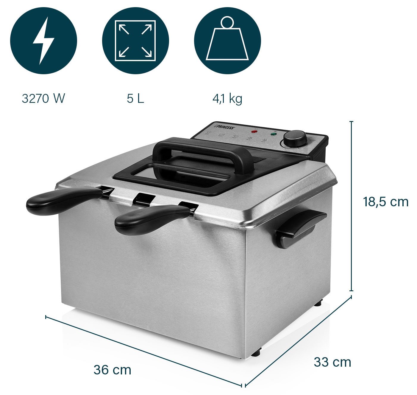 PRINCESS Fritteuse 185000 Superior-Fritteuse, 3270 W