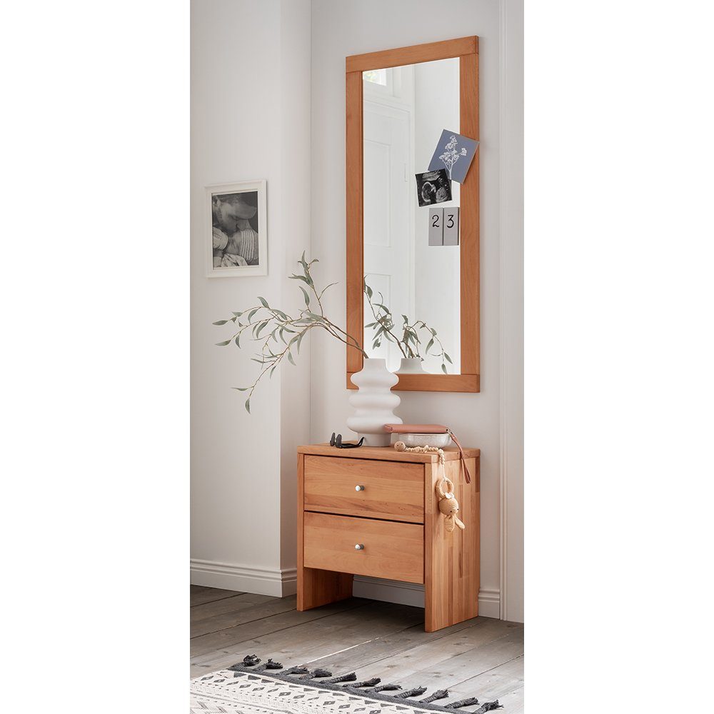 Lomadox Garderoben-Set CUENCA-137, (Spar-Set, 2-St), Buche Massivholz, Kommode, Telefonschrank, Garderobenspiegel