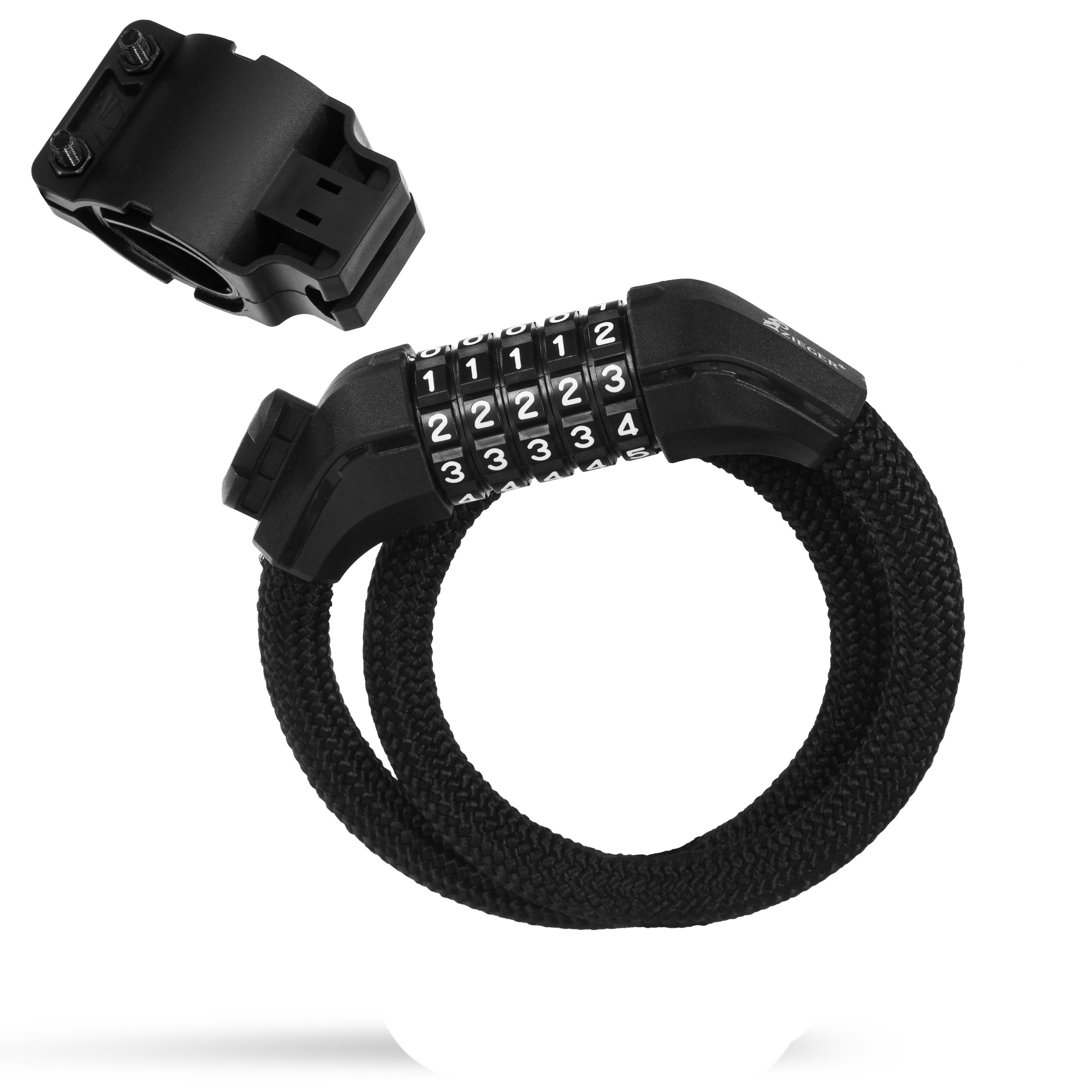 ZIEGER Kettenschloss ZIEGER Fahrrad-Kabelschloss Urban 650 - 65cm Panzerkabel mit Halterung