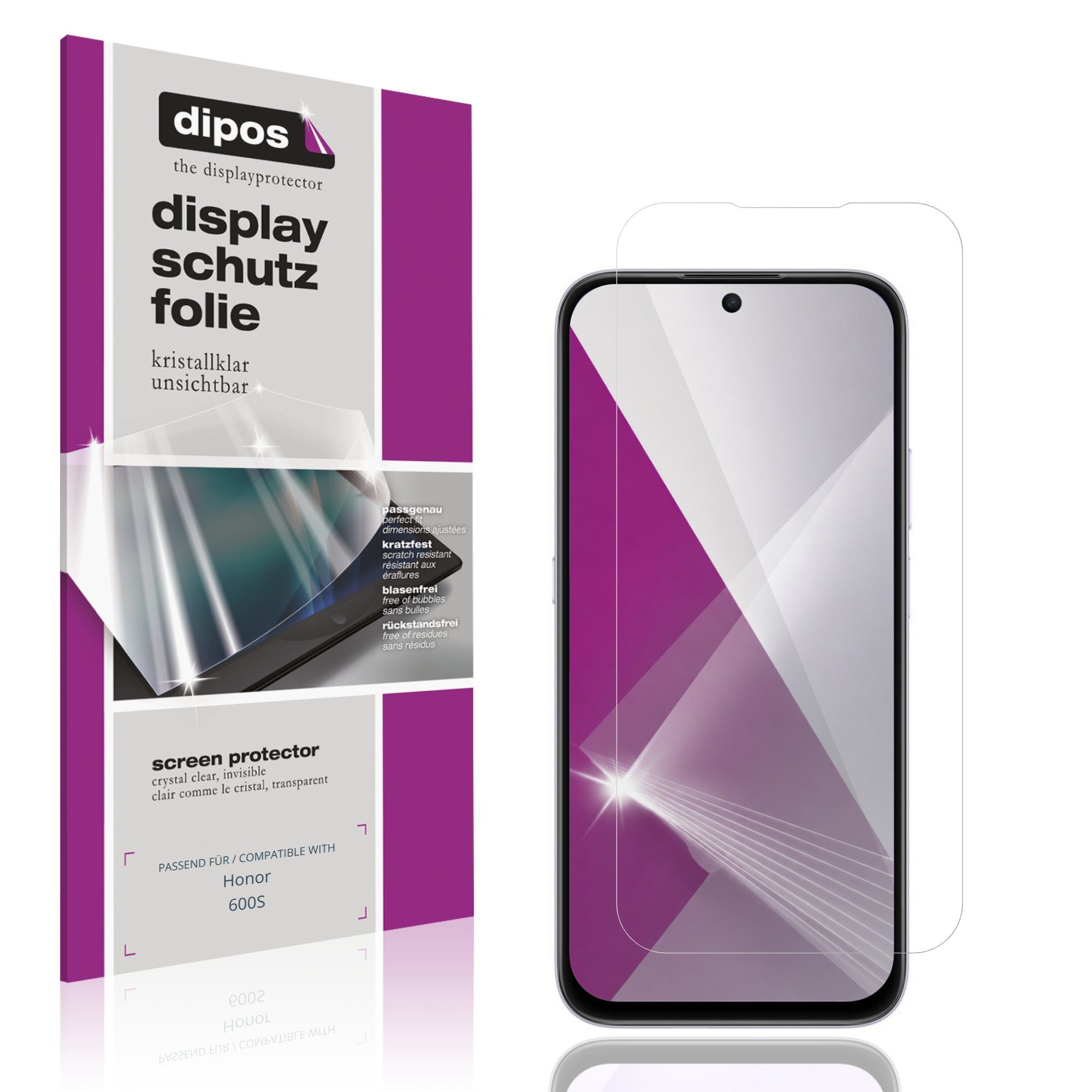 dipos Displayschutzfolie Schutzfolie für Honor 600S, 4 Stück, Displayschutz Schutz Folie Made in Germany
