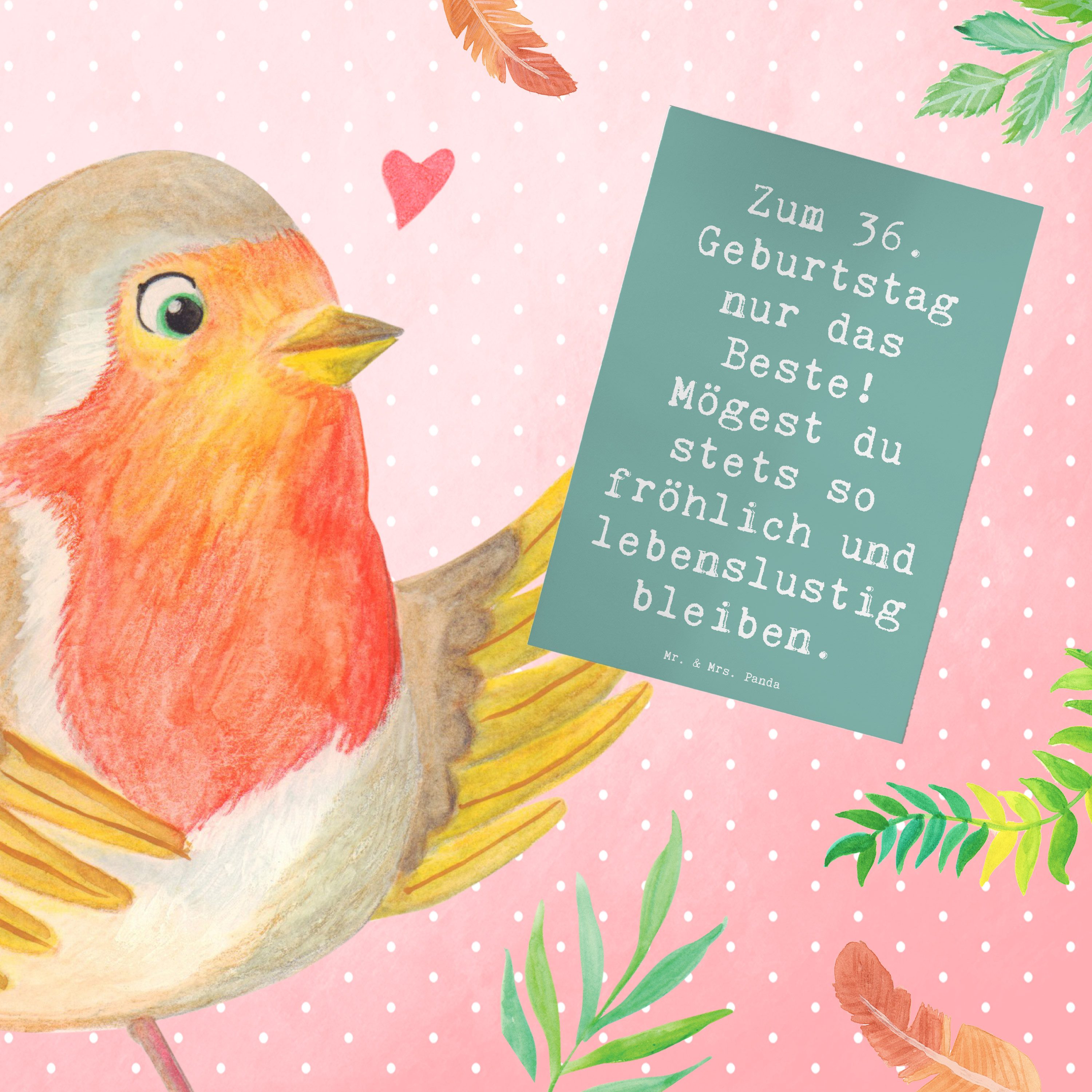 Thumbnail - Mr. & Mrs. Panda Grußkarte Spruch 36. Geburtstag - Meeresbrise - Geschenk, Grußkarte, herzlicher