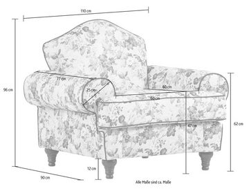 Home affaire Sessel LUCIENNE, mit gedrechselten Füßen aus Holz