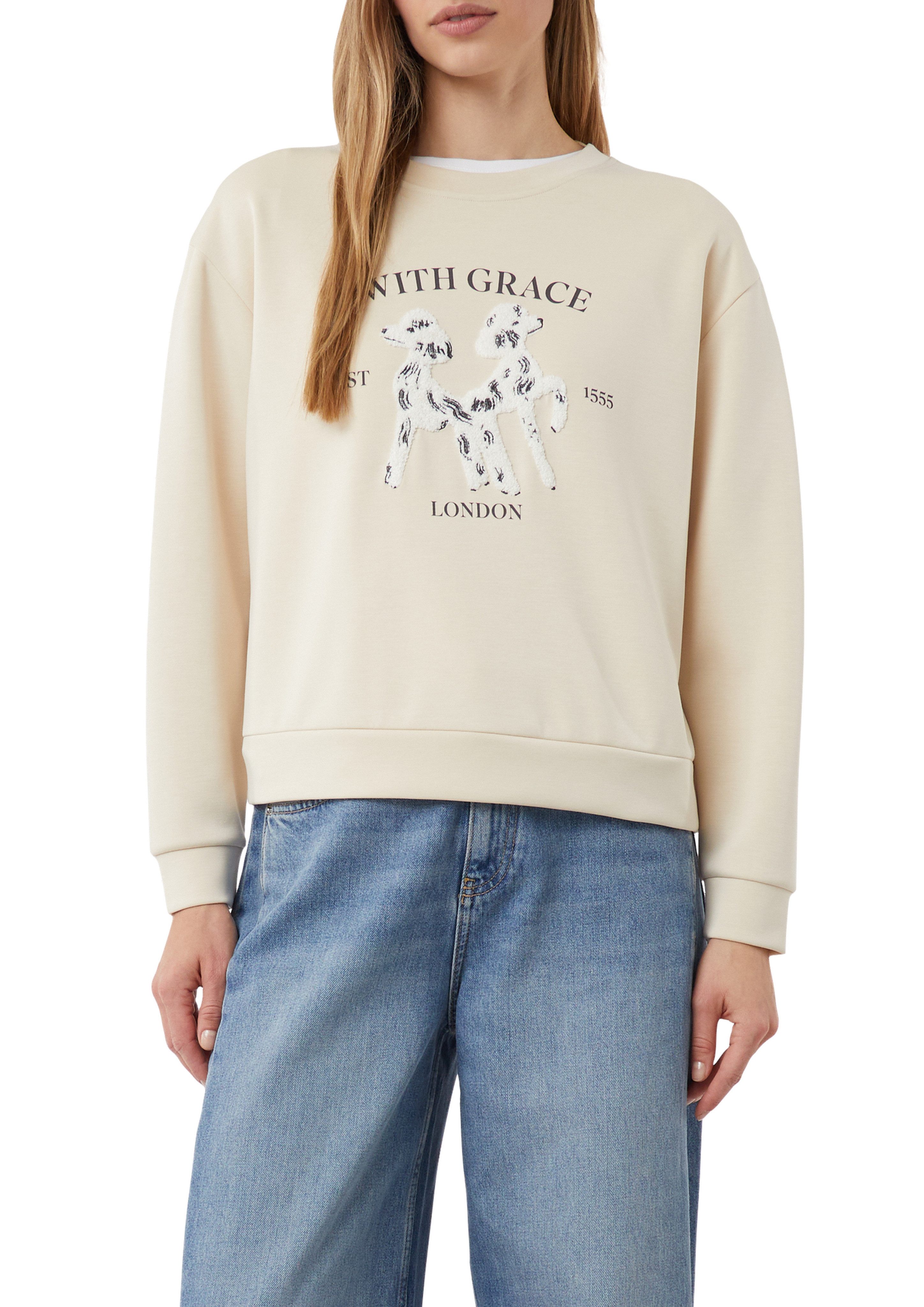 comma Sweatshirt mit Print und Aufnähern