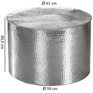 Lomadox Wohnzimmertisch, Wohnzimmertisch rund Aluminum, in Silberfarben B/H/T ca. 61/40,5/61cm