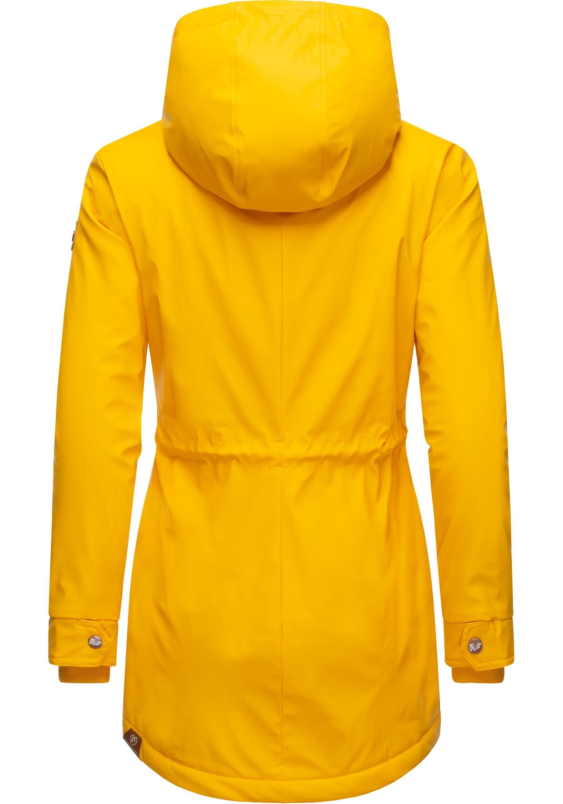 Ragwear Regenmantel Monadis Rainy kuschligem Innenfutter mit dottergelb Intl. Regenparka modischer