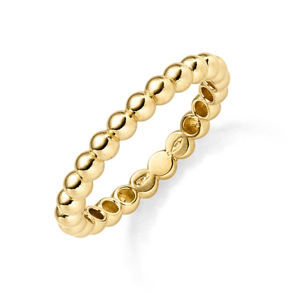 HOPLO Goldring Goldring Kügelchen Ring 3 mm 585-14 Karat Gelbgold Размер 52, Made in Germany