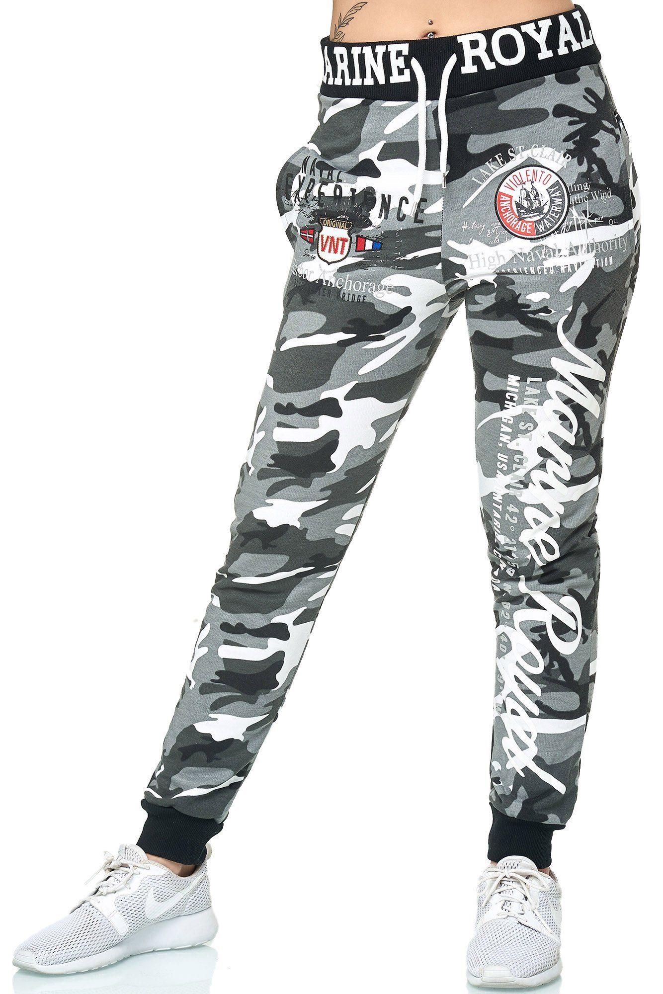 L.gonline Jogginghose Damen JoggingHOSE lang, Trainingshose Baumwolle, Sporthose mit Bündc (Sweatpants, 1-tlg) mit elastischem Bund