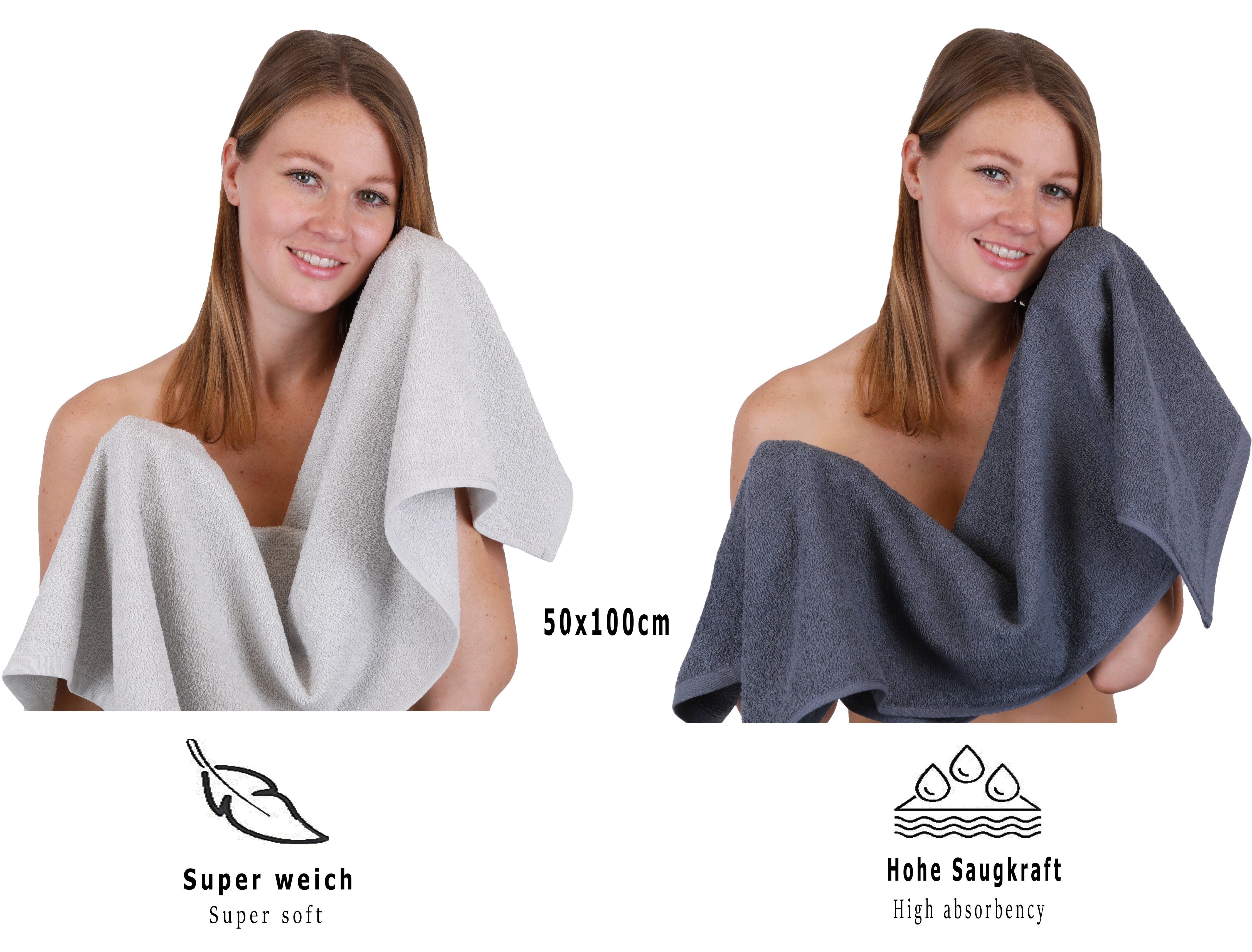Betz Handtuch Set 12 Farbe Silbergrau - BERLIN TLG. dunkelgrau, 100% Baumwolle Handtuch Set