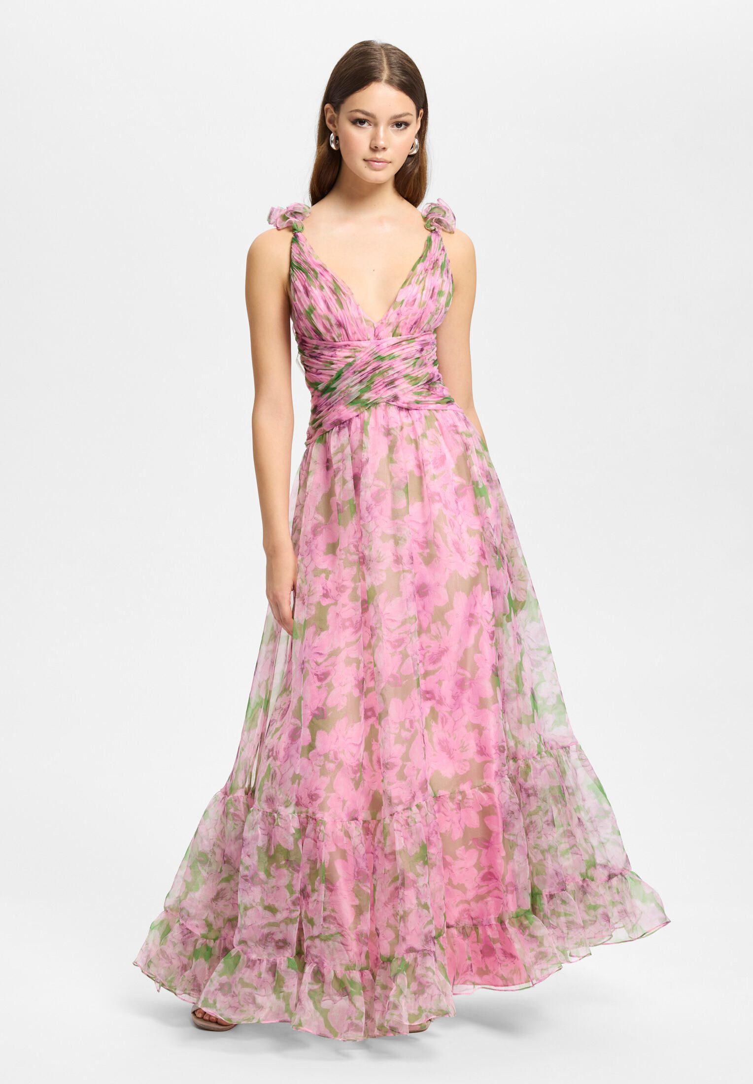 Hey Kyla Abendkleid - Abendkleid mit floralem Print und Rüschendetails Taillierter Schnitt mit ausgestelltem Rockteil