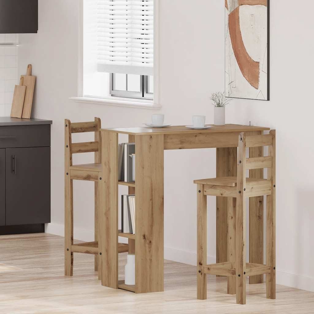 vidaXL Esstisch Bartisch mit Regal Artisan-Eiche 102x50x103,5 cm Holzwerkstoff (1-St)
