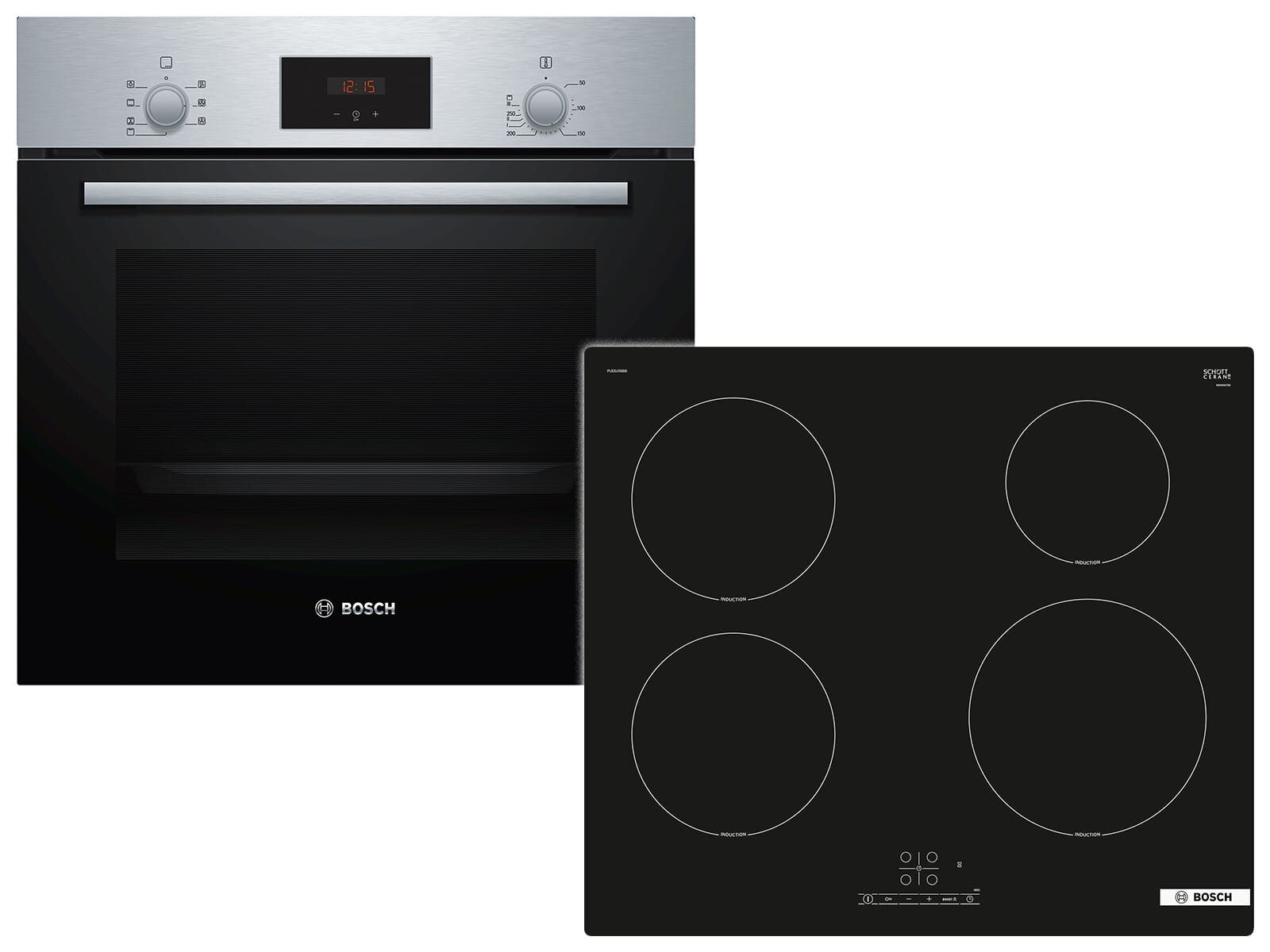 BOSCH Backofen-Set, mit Teleskopauszug nachrüstbar, Timer, TouchControl-Bedienung