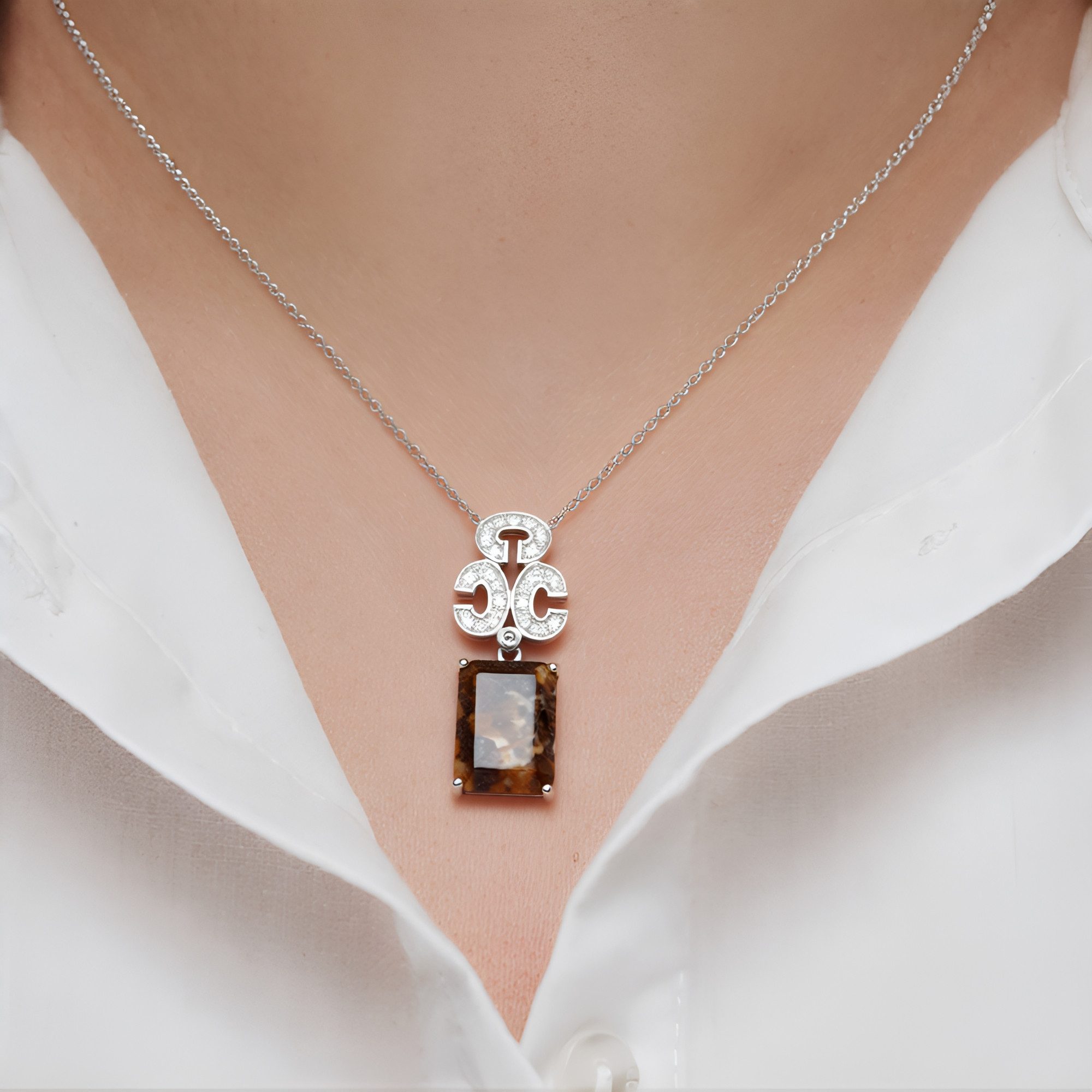 Cavill Kettenanhänger Cavill 925er Sterling Silber Anhänger Dinosaurier mit 7,49 ct Quarz (1-tlg)